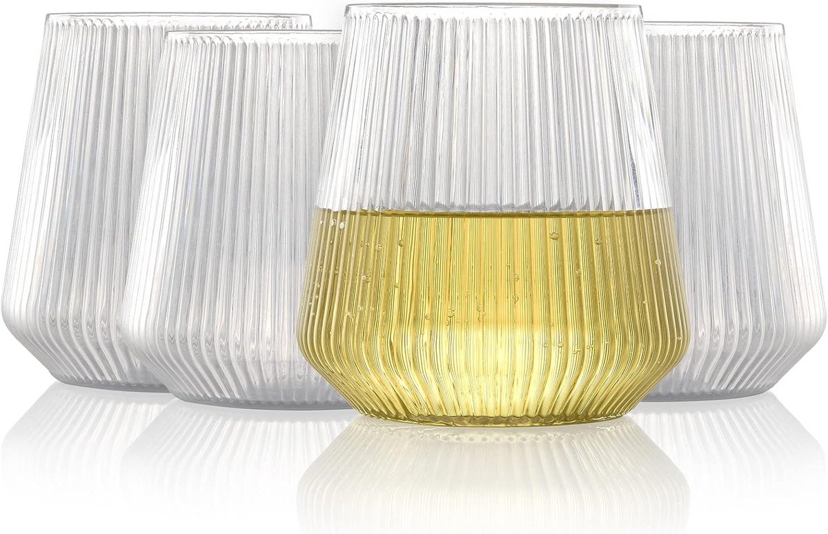 SnelShoppen - Set van 4 Tritan Plastic Wijnglazen 340 ml - BPA-vrij, Afwasmachinebestendig, Perfect voor Feest, Camping, Tuin en Thuisgebruik