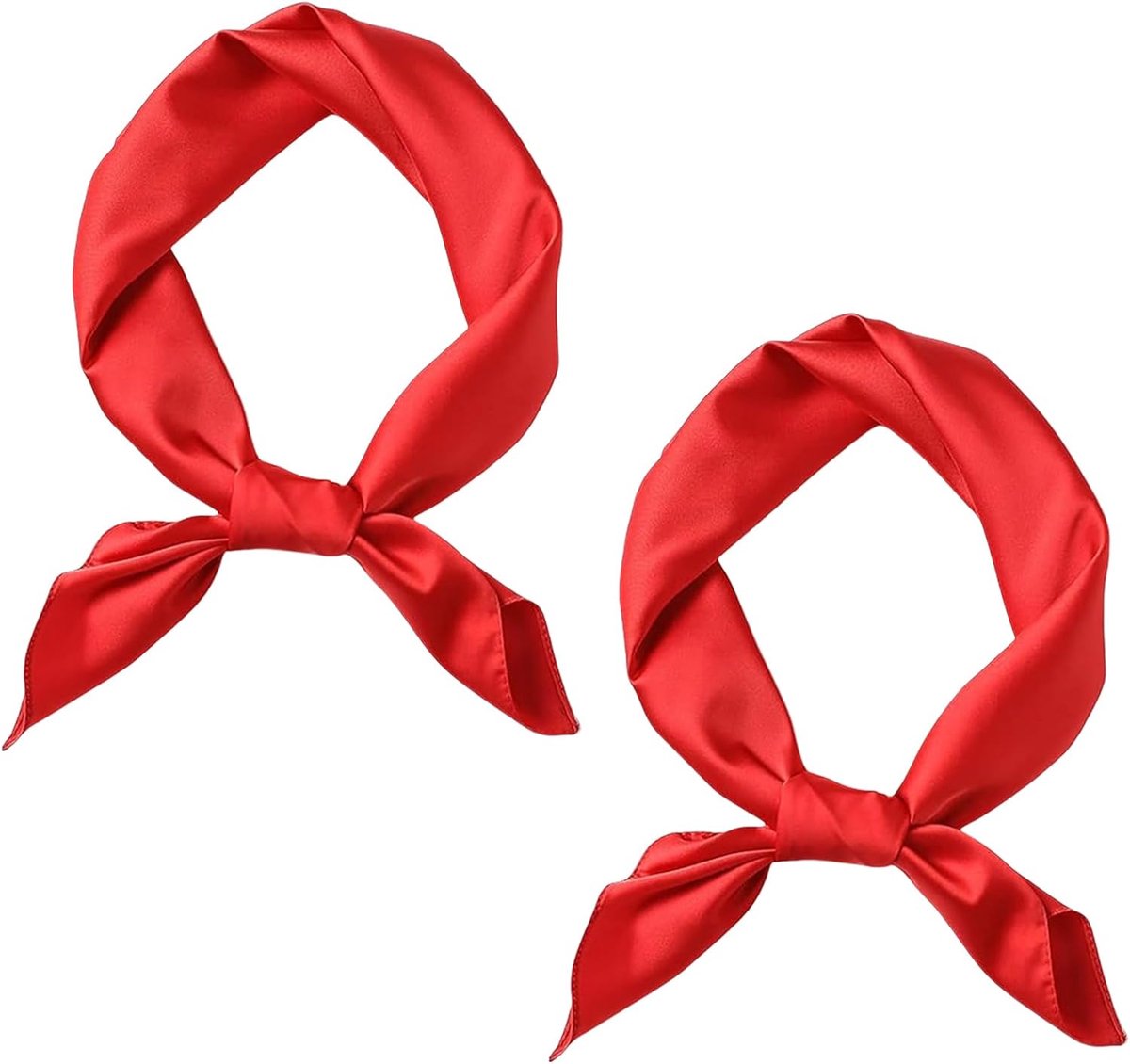 SnelShoppen - 2 Stuks Zijden Sjaal Dames Rood Licht Groot (70x70cm) Neckerchief Bandana Handkerchief Elegante Sjaal Accessoire voor Vrouwen