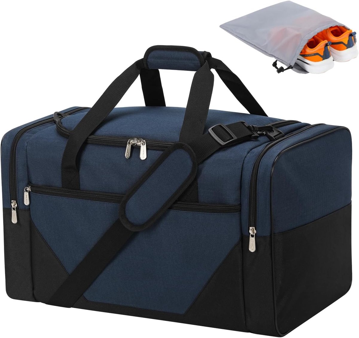 SnelShoppen - Sporttas 45L met Nassvak en Schoenenvak - 53×28×30 cm Reisetas voor Sport, Weekend en Kortere Trips - Marineblauw, Veel Vakken en Ruimte