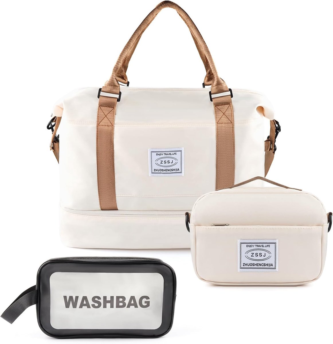 SnelShoppen - Dames Weekendtas, Reis- en Sporttas, Grote Tote Holdall, Gym Bag, Weekend Duffel, Groen, Ruimtelijk, Perfect voor Weekendjes Weg en Spor