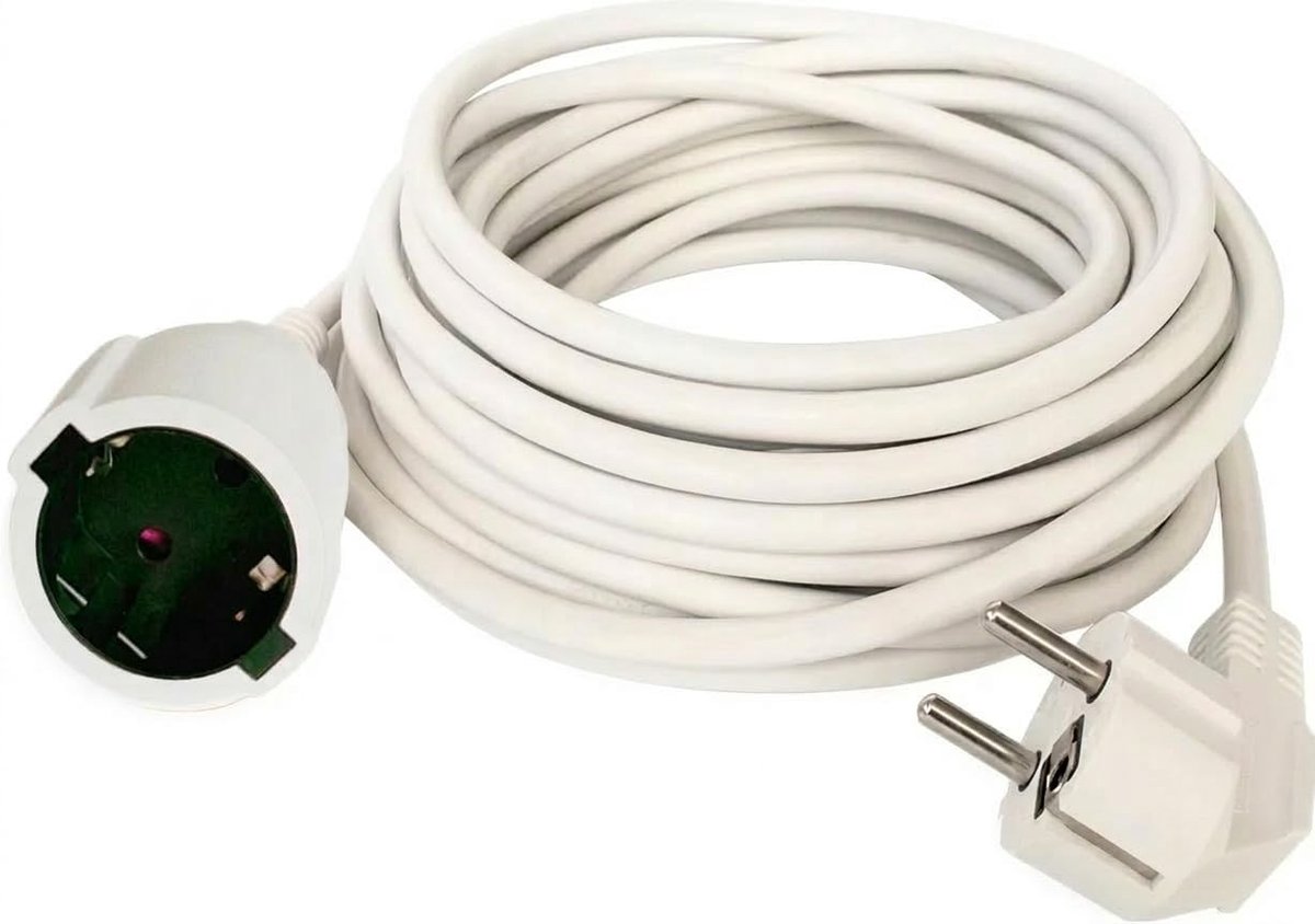 SnelShoppen - 10 Meter Wit Verlengsnoer met Aardcontact en Kindveiligheid, Schuko voor Binnengebruik, Flexibel en Robuust