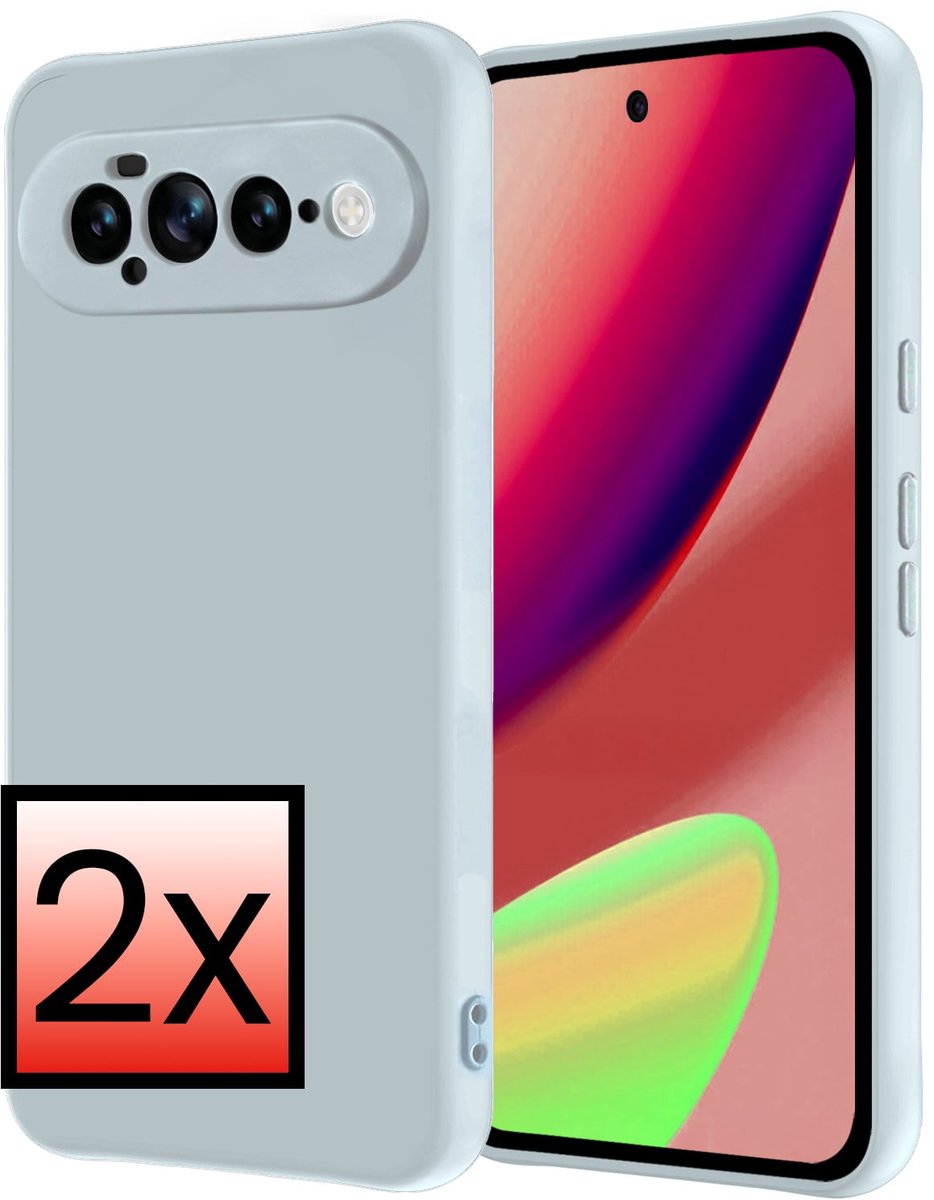 Hoesje - 2 Stuks - Geschikt voor Google Pixel 11 Pro XL - Sterk & Shockproof - Case Siliconen - Back Cover - Telefoon Hoes - Lichtblauw