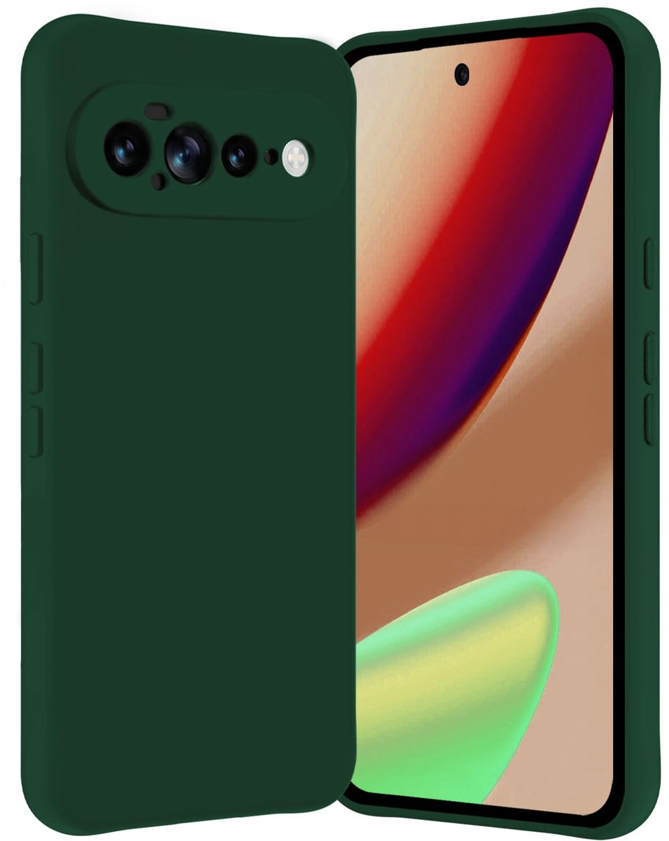 Hoes - Geschikt voor Google Pixel 11 Pro XL - Sterk & Shockproof - Hoesje Cover - Siliconen Case - Donkergroen