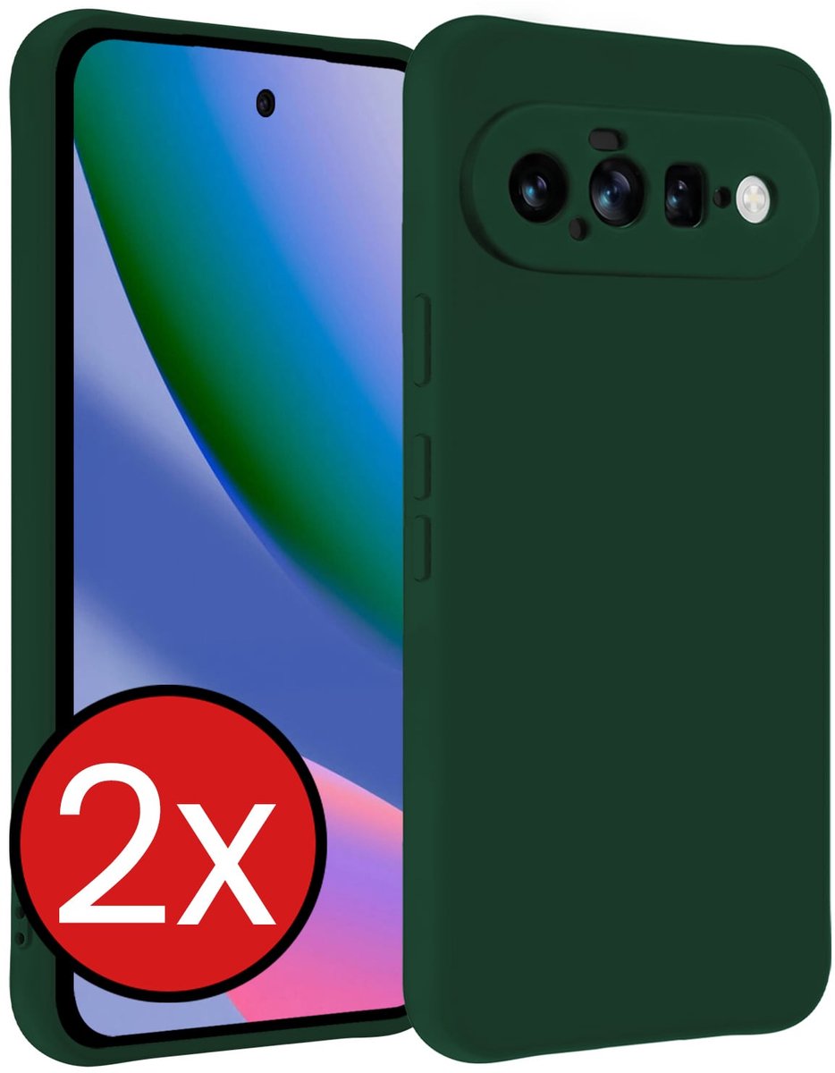 Hoesje - 2 Stuks - Geschikt voor Google Pixel 11 - Sterk & Shockproof - Telefoonhoes - Back Cover - Case Siliconen - Telefoon Hoes - Donkergroen