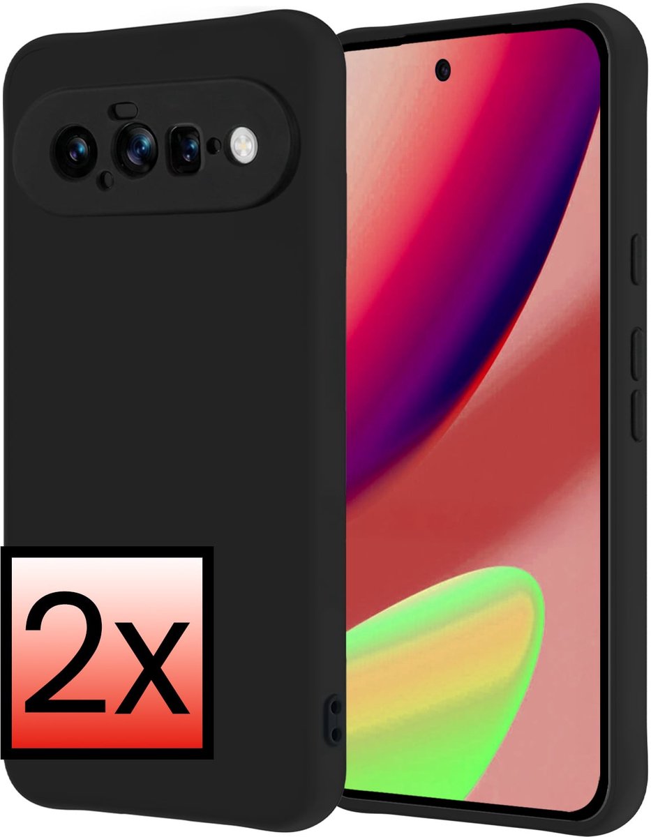 Hoesje - 2 Stuks - Geschikt voor Google Pixel 11 - Sterk & Shockproof - Case Siliconen - Back Cover - Telefoon Hoes - Zwart