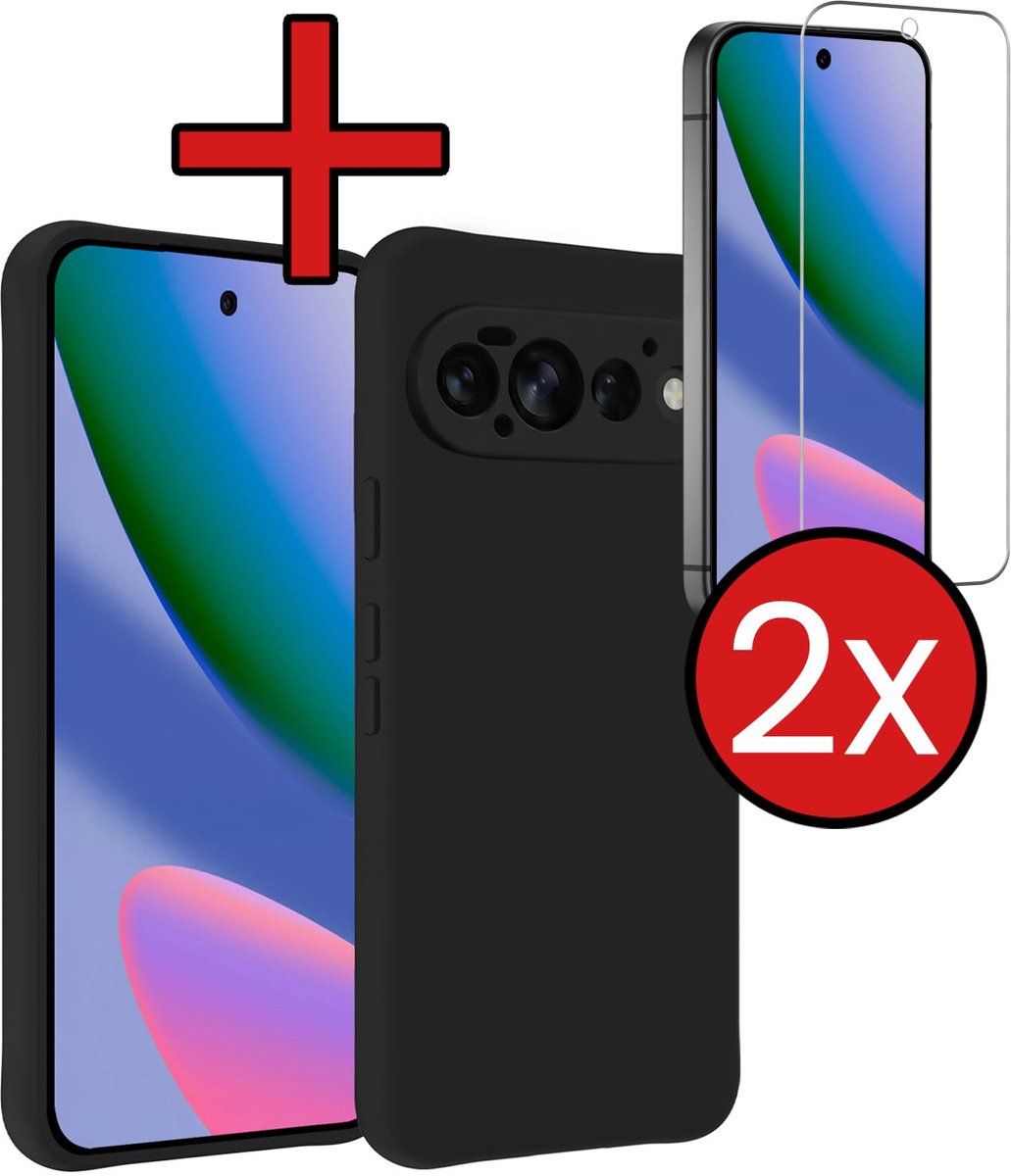 Hoesje - Met 2x Screenprotector - Geschikt voor Google Pixel 11 Pro - Sterk & Shockproof - Telefoon Hoes - Back Cover - Siliconen Case - Telefoonhoes - Zwart