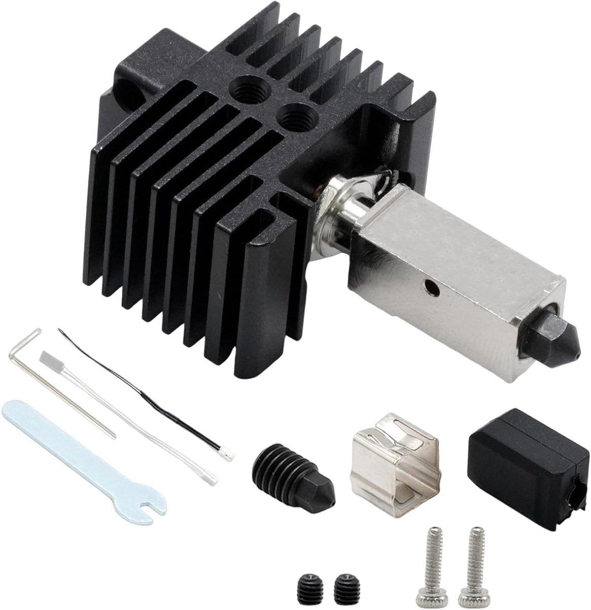Vervangingsset voor Heat End van 3D Printers, Inclusief Koper Coated Verwarmblok, Titanium Thermische Afsluiter, Verstevigd Stalen Mondstuk en Siliconen Heat End Mouw
