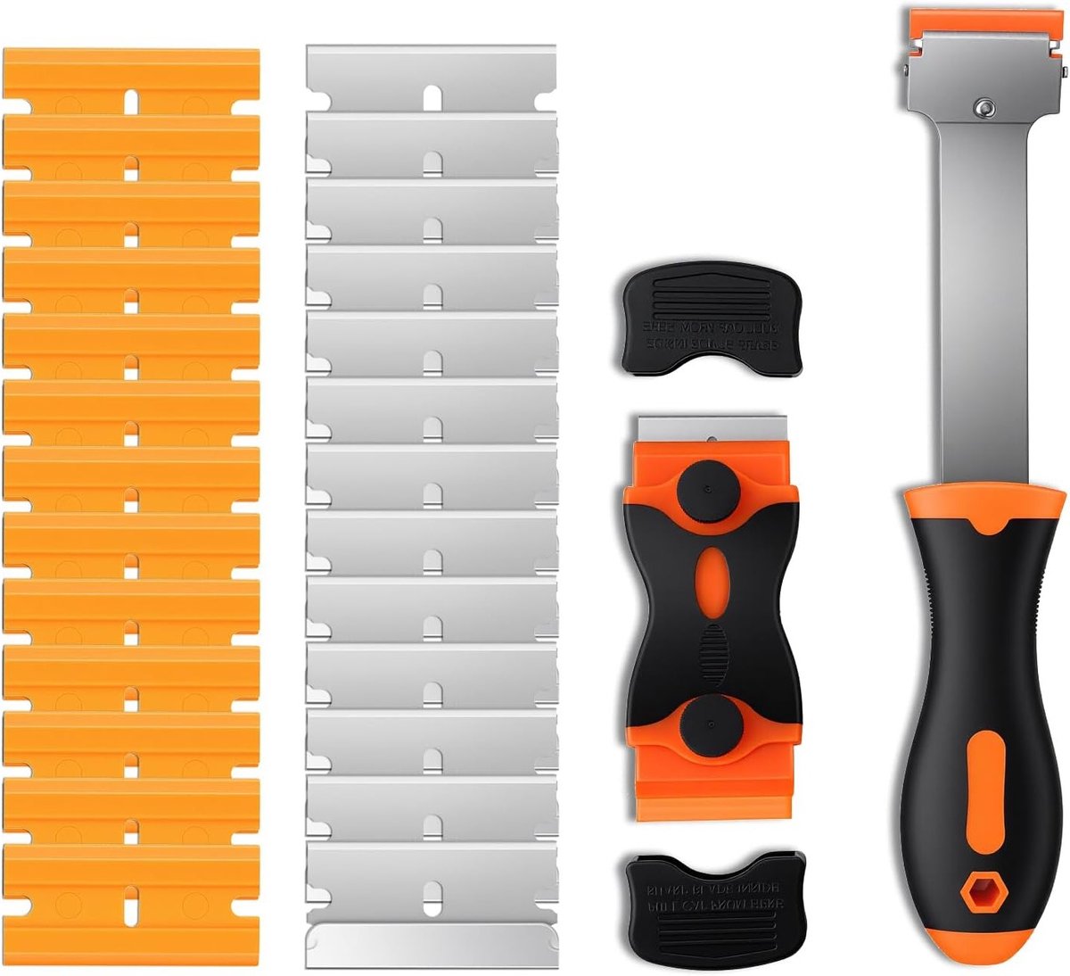 Set van 2 Glaskrabbers voor Keramische Kookplaten, Stickerverwijderaar en Restantenreiniger met 30 Plastic Krabbers en 30 Reservebladen