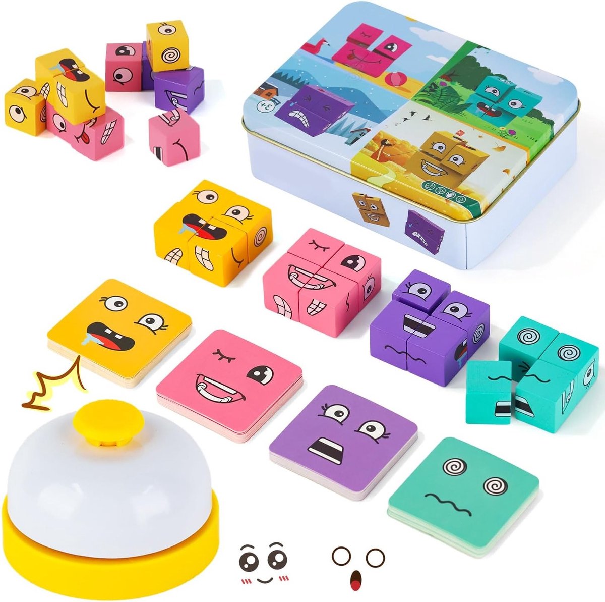 Houten 3D Puzzel Magic Cube Spel voor Kinderen van 3 tot 7 Jaar met Tafelbel en Educatieve Functie