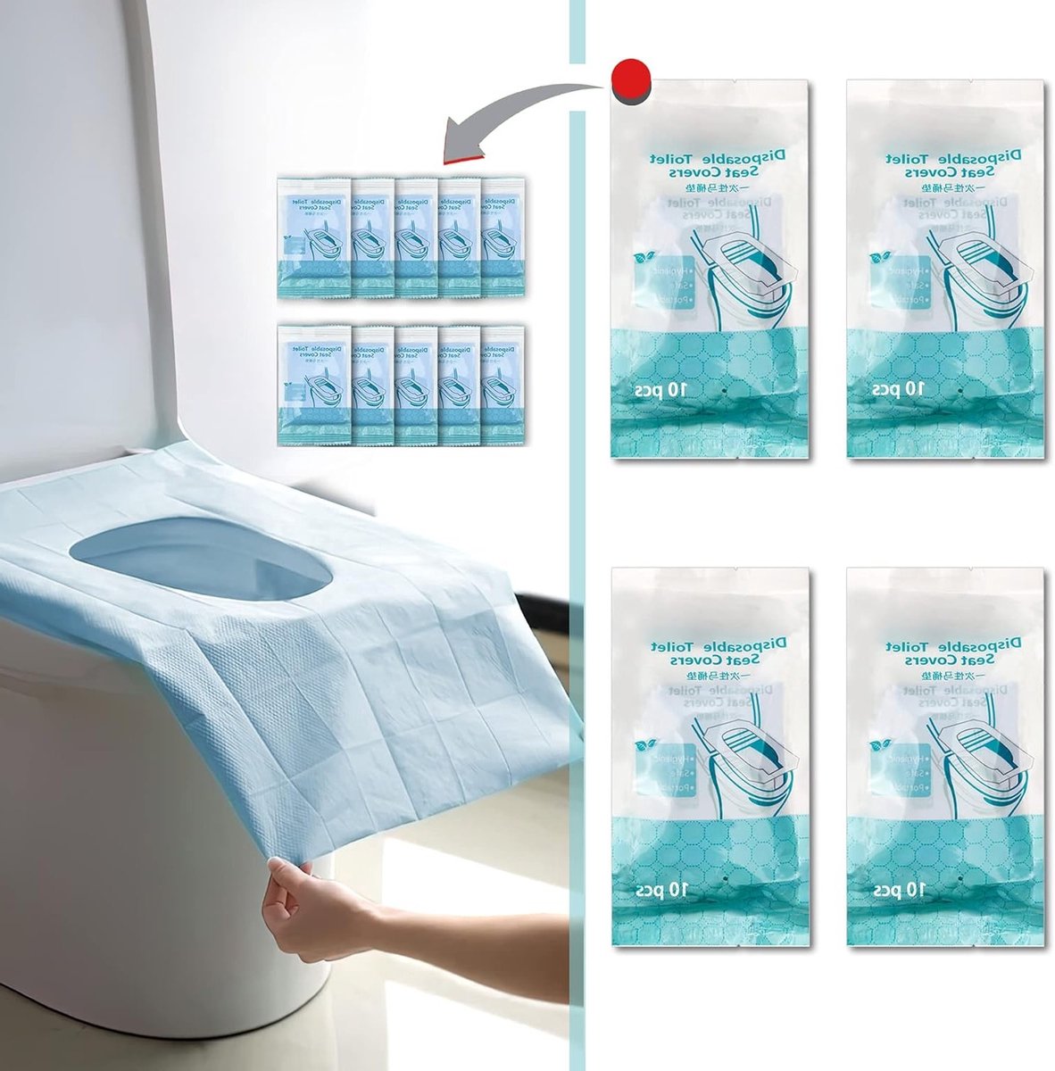 40 Wegwerp Toiletbril Covers - Hygiënische, Waterdichte Bescherming voor Toiletten en Reizen