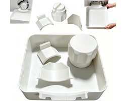 4 stuks - Afvoerbak voor wasmachine - Universeel type - 3D-geprinte waterdichte bak - Wateropvang en - Afvoer - Lekbak van de wasmachine - Eenvoudig te installeren - Geschikt voor kelders, appartementen, stacaravans, garages en huurwoninge