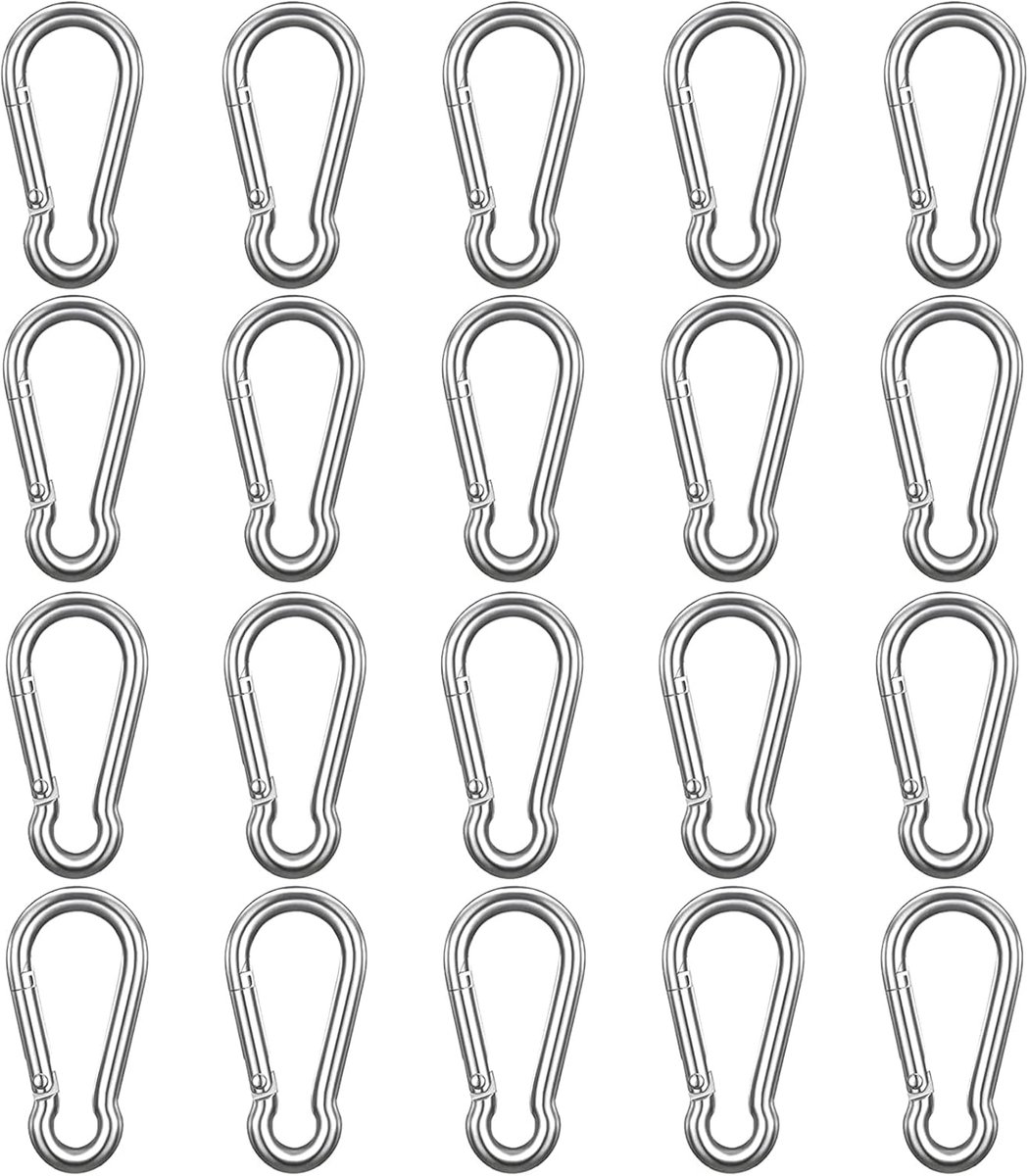 SnelShoppen - Pack van 20 en 50 Carabiner Hooks 40 x 4 mm Aluminium Carabiners voor Sleutels, Rugzak, Tent, Camping, Reis - Lichtgewicht, Roestvrij, D