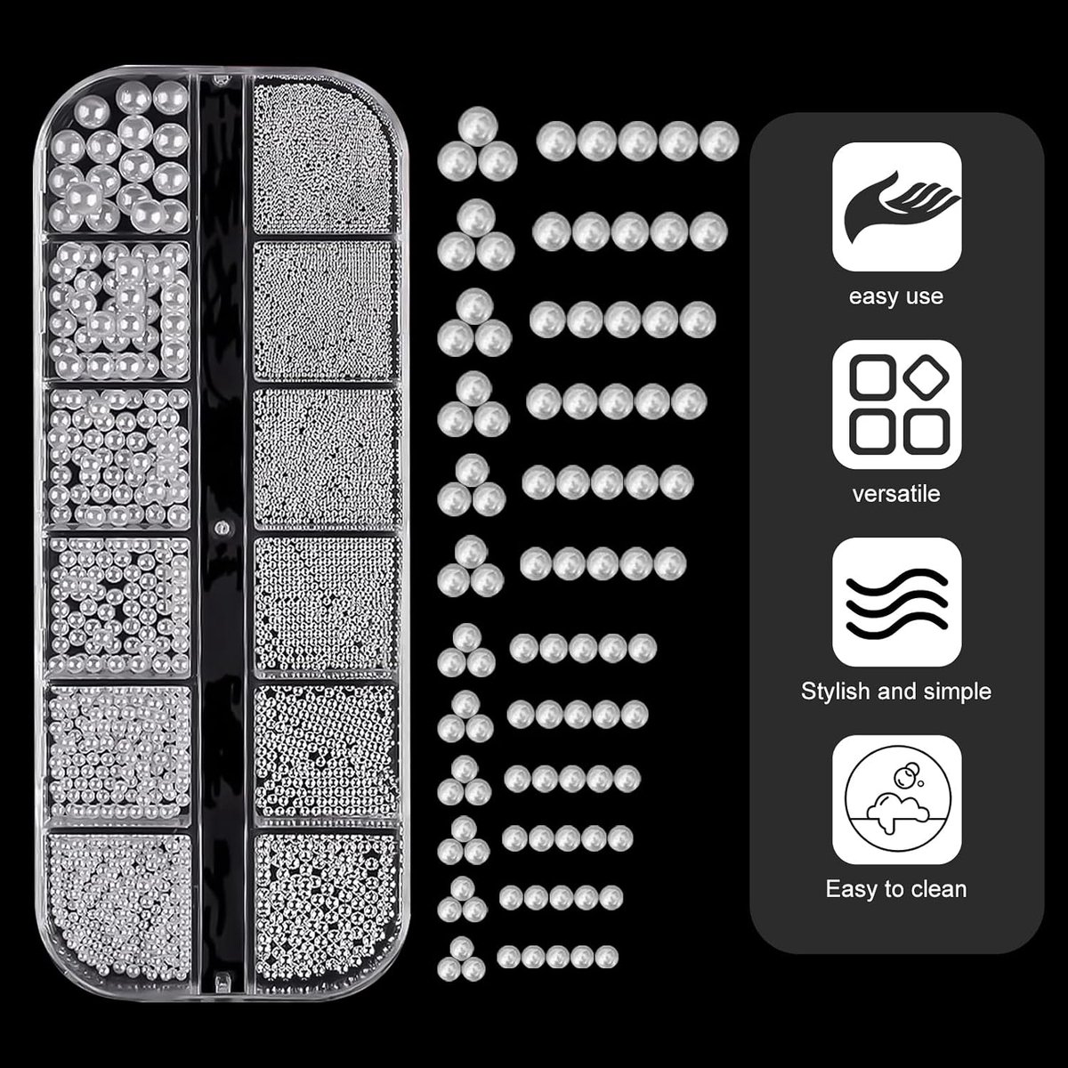 SnelShoppen - Nail Charm Set met 36 Decoraties, Sterren, Strikken, Witte Parels en Rhinestones voor Unieke Nagelontwerpen