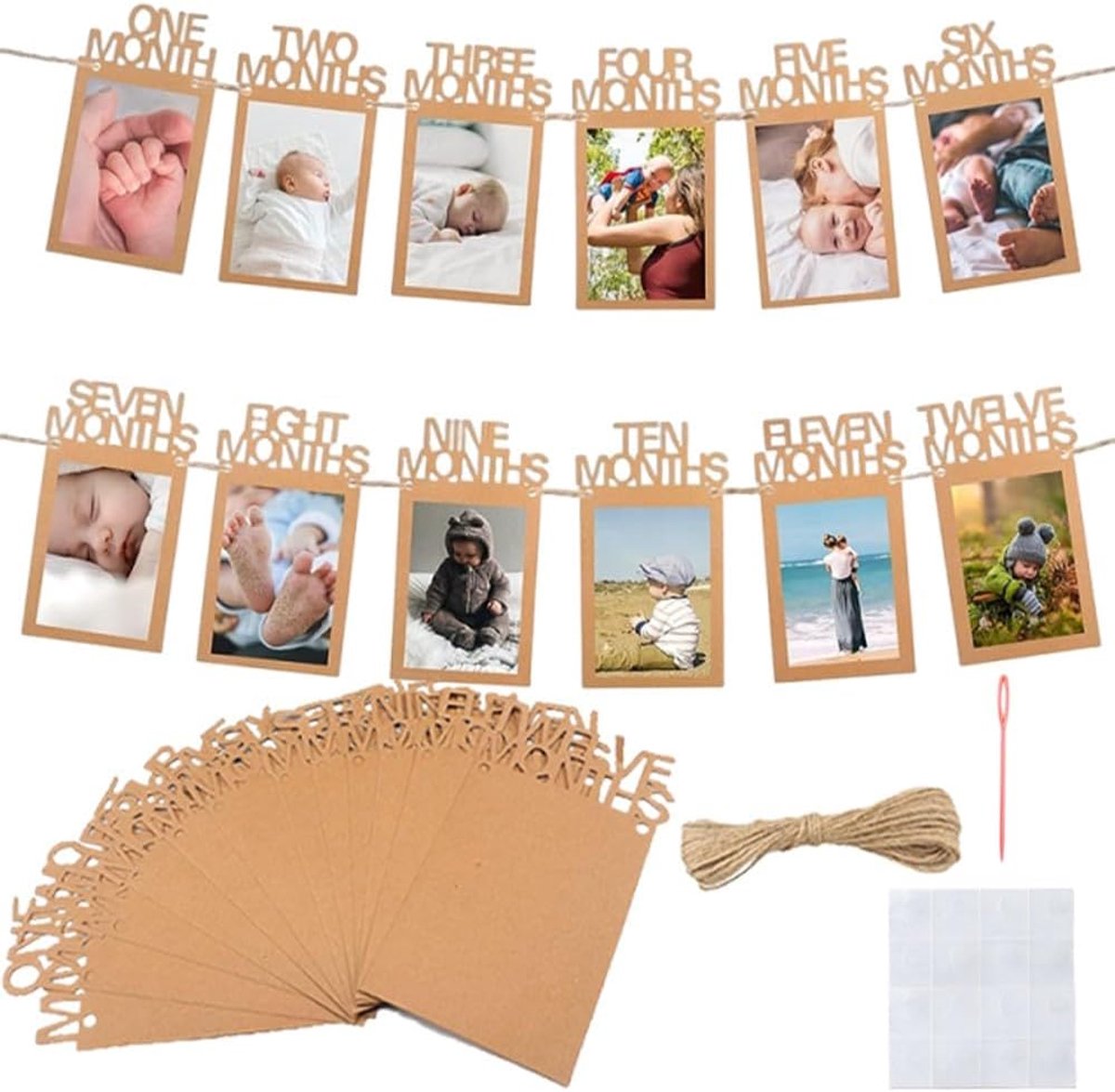 SnelShoppen - 1ste Verjaardag Baby Foto Banner - Baby Bunting Garland Milestone Decoratie - Feest Decoratie voor 1 tot 12 Maanden - Hoge Kwaliteit Kra