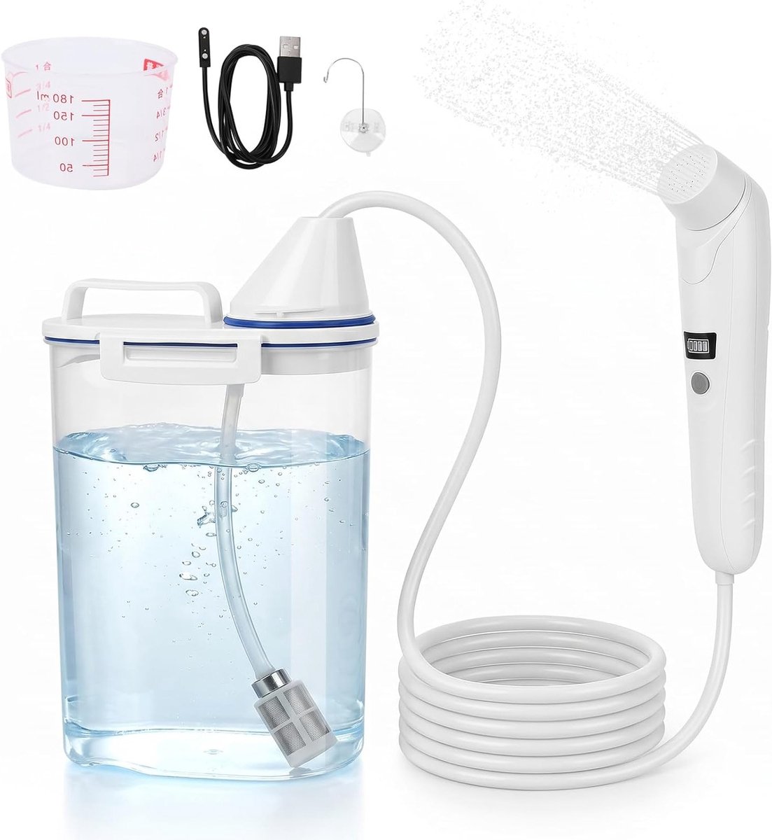 Draagbare elektrische bidet met oplaadbare functie, 2 liter watertank, waterdicht en stil voor toiletgebruik, camping en reizen