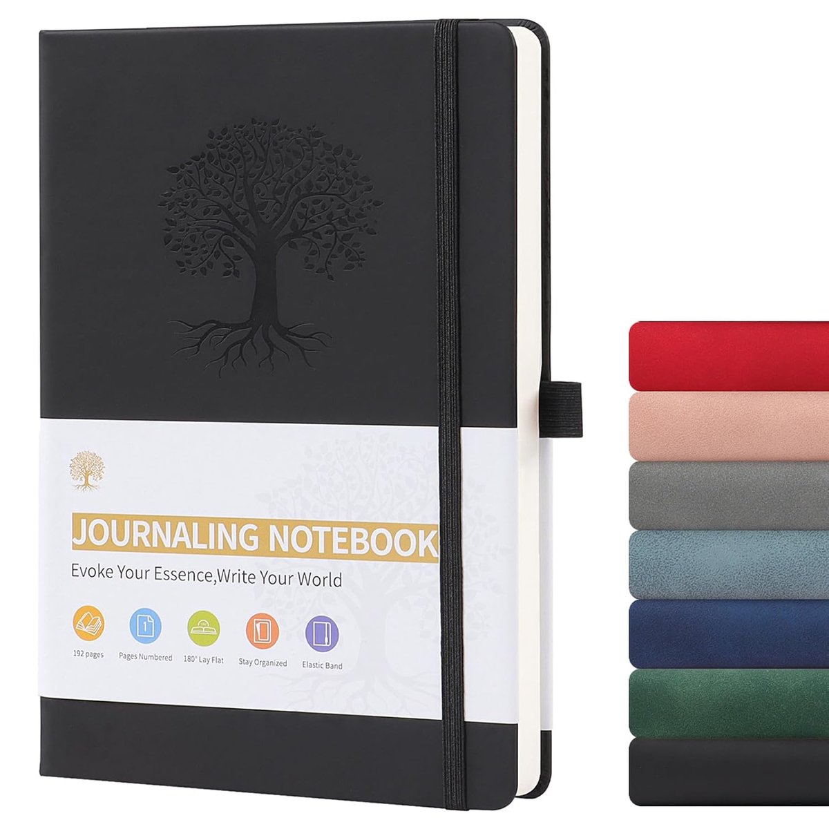 SnelShoppen - Lined Journal Notebook A5 Hard Cover - PU Leather Schrijfnotitieboek met 192 Bladen, Penlus en Elastische Band voor Dagboek en Notities