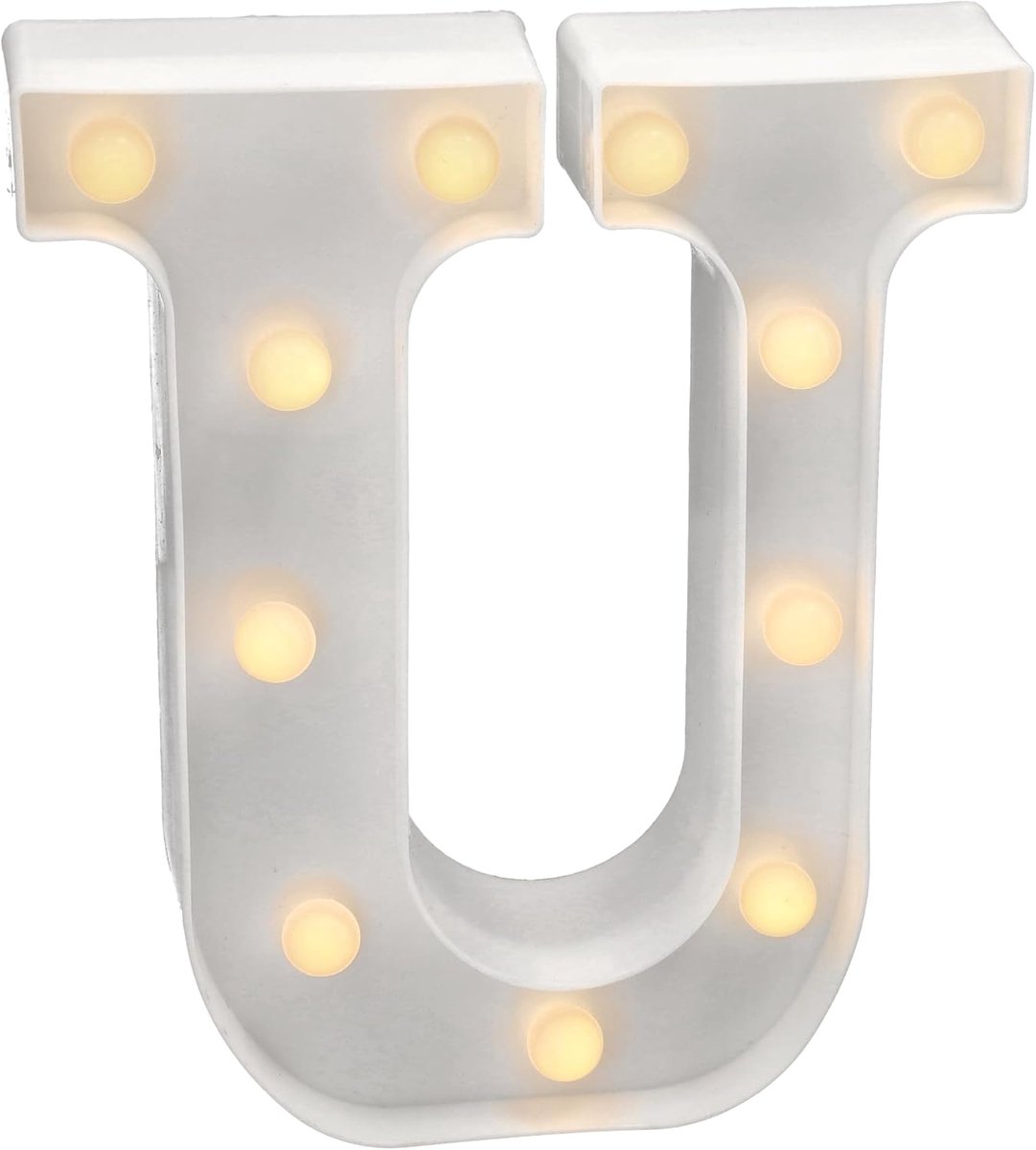 SnelShoppen - LED Letter U met Warm Wit Licht - Decoratieve Verlichting voor Feestjes, Bruiloften, Winkels, Creatieve Berichten, Batterij Aangedreven,