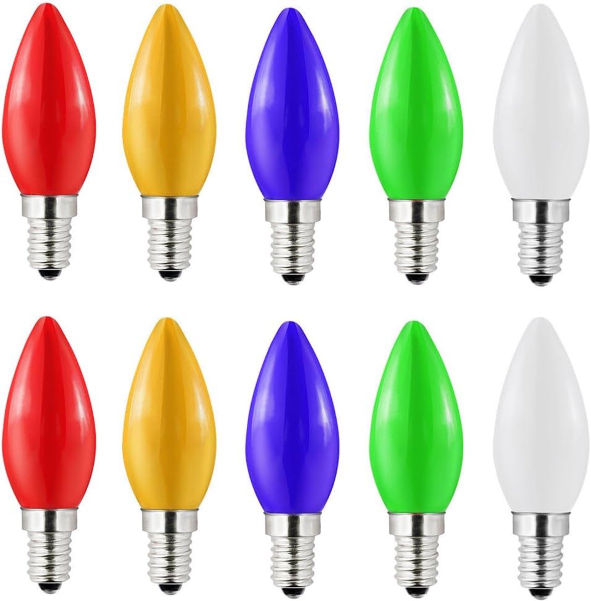 SnelShoppen - Kleurige E14 1W Lichtsnoer Lampen voor Feestverlichting, Kerstdecoratie, Tuin, Camping - Rood, Groen, Blauw, Geel, Warm Wit - Verpakking