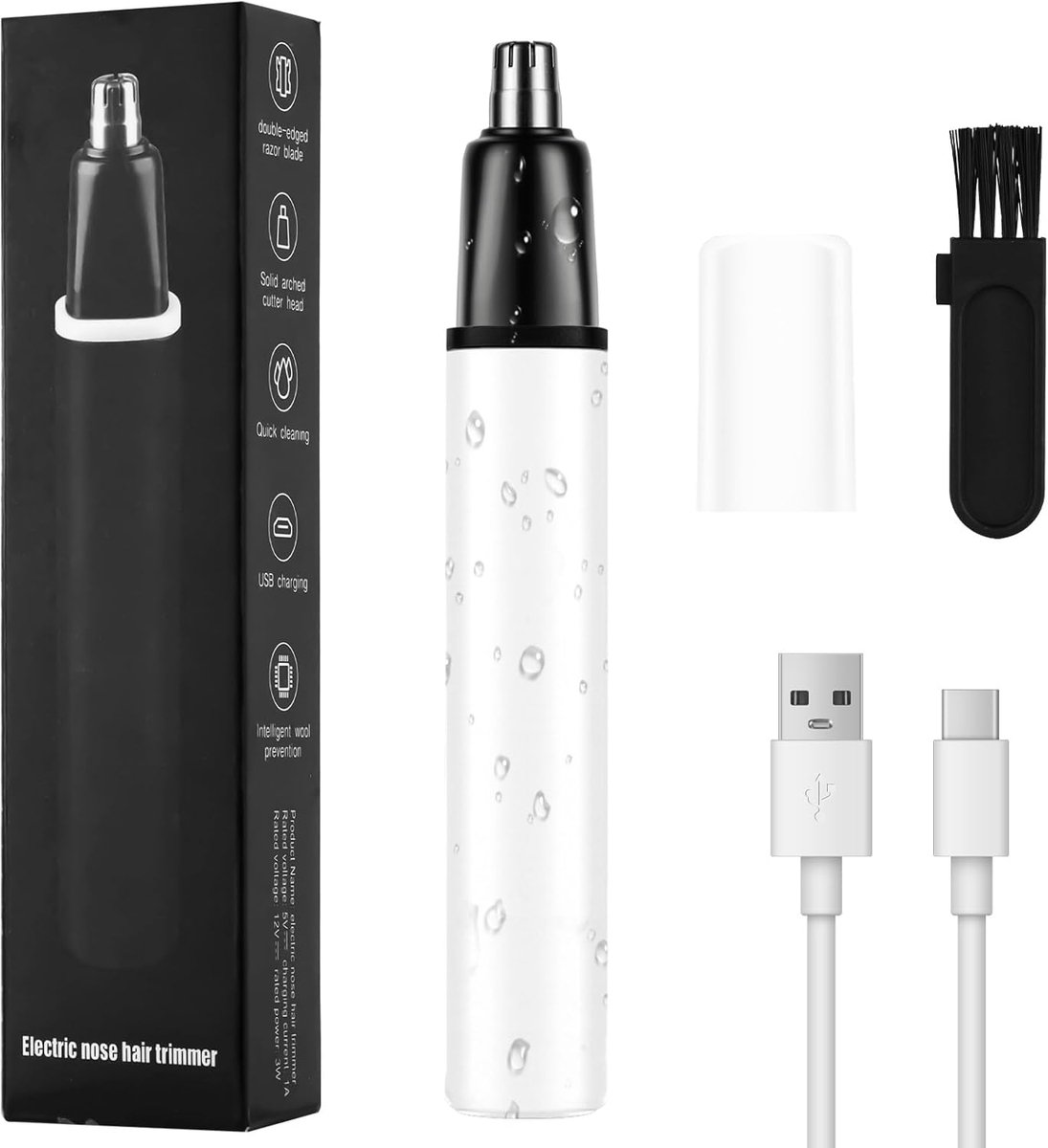 SnelShoppen - Neushaartrimmer, Oorhaartrimmer, USB Oplaadbaar, 360° Draaiblad, Makkelijk Schoon te Maken, Voor Mannen en Vrouwen, Wit
