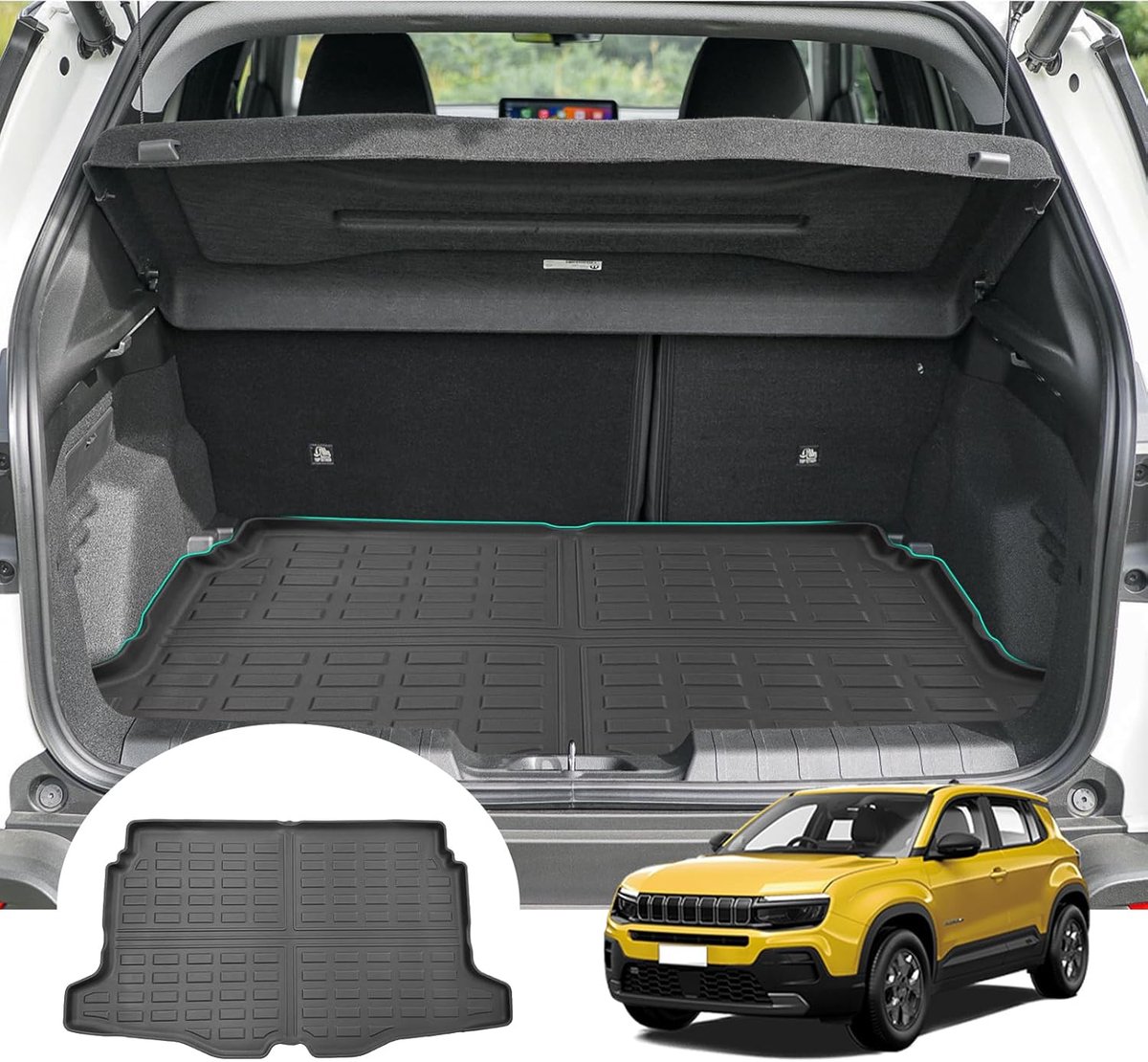 SnelShoppen - GAFAT Trunk Mat voor Jeep Avenger Hybrid EV 2023 2024 - TPE All-Weather, Hoogte Edge, Vouwbaar, Multifunctioneel - Perfect voor Auto Kof