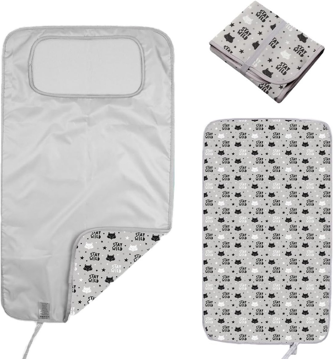 SnelShoppen - Waterdichte Verschoonmat 40x70 cm met Verpakkingsdiaper en Verplaatsbare Baby Verschoonpad - Herbruikbaar en Machinewasbaar (Fox)