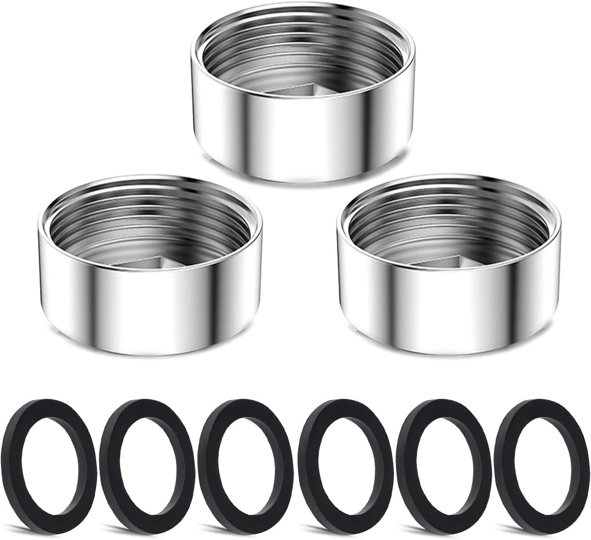 SnelShoppen - 3-delige Faucet Adapter Set - M22mm naar M24mm - Keuken en Badkamer Adapter - Universeel, Gemakkelijk te Installeren - Voor Tuin en Wate