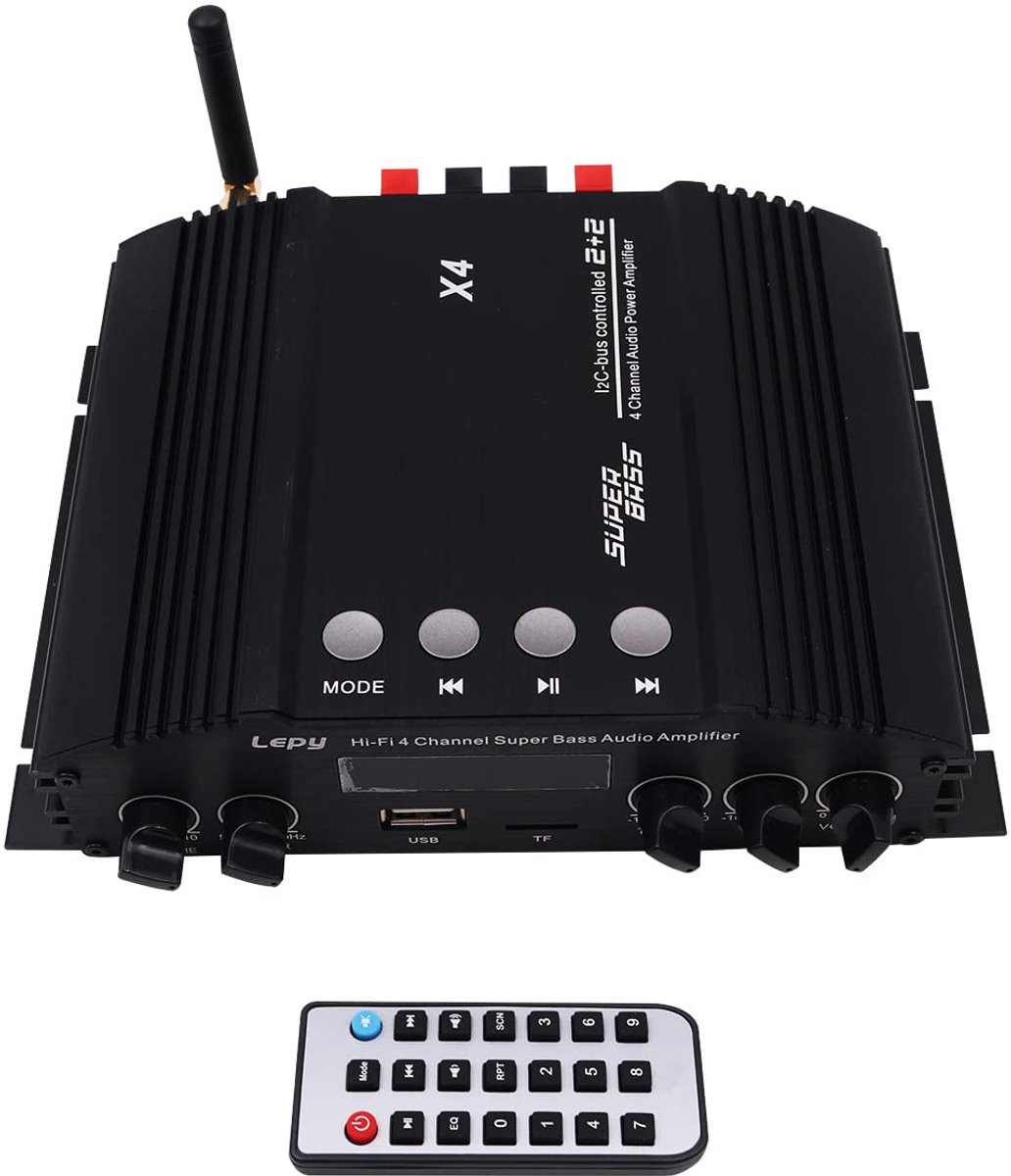 SnelShoppen - LP-X4 5.0 Power Amplifier Bluetooth 2.1 Versterker met Coaxiale Ingang en Dubbele Subwooferuitgang 4x60W voor Thuisbioscoop en Projector