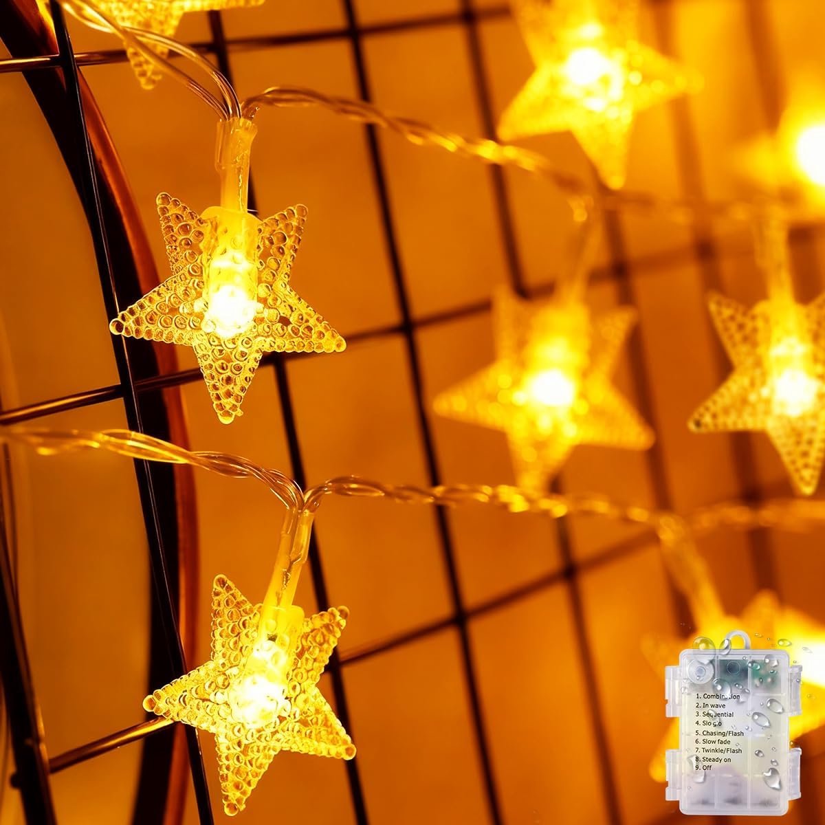 SnelShoppen - Fairy Lights met Sterren 6 m 40 LED Batterij Aangedreven Sfeerverlichting voor Valentijnsdag, Kerst, Bruiloft, Verjaardag, Feest, Slaapk