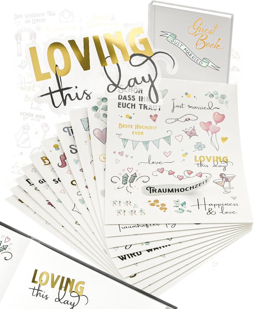 SnelShoppen - Stickers, gastenboek en trouwdecoratie groen goud, 350 handgetekende stickers voor fotoalbum, scrapbook en bullet journal