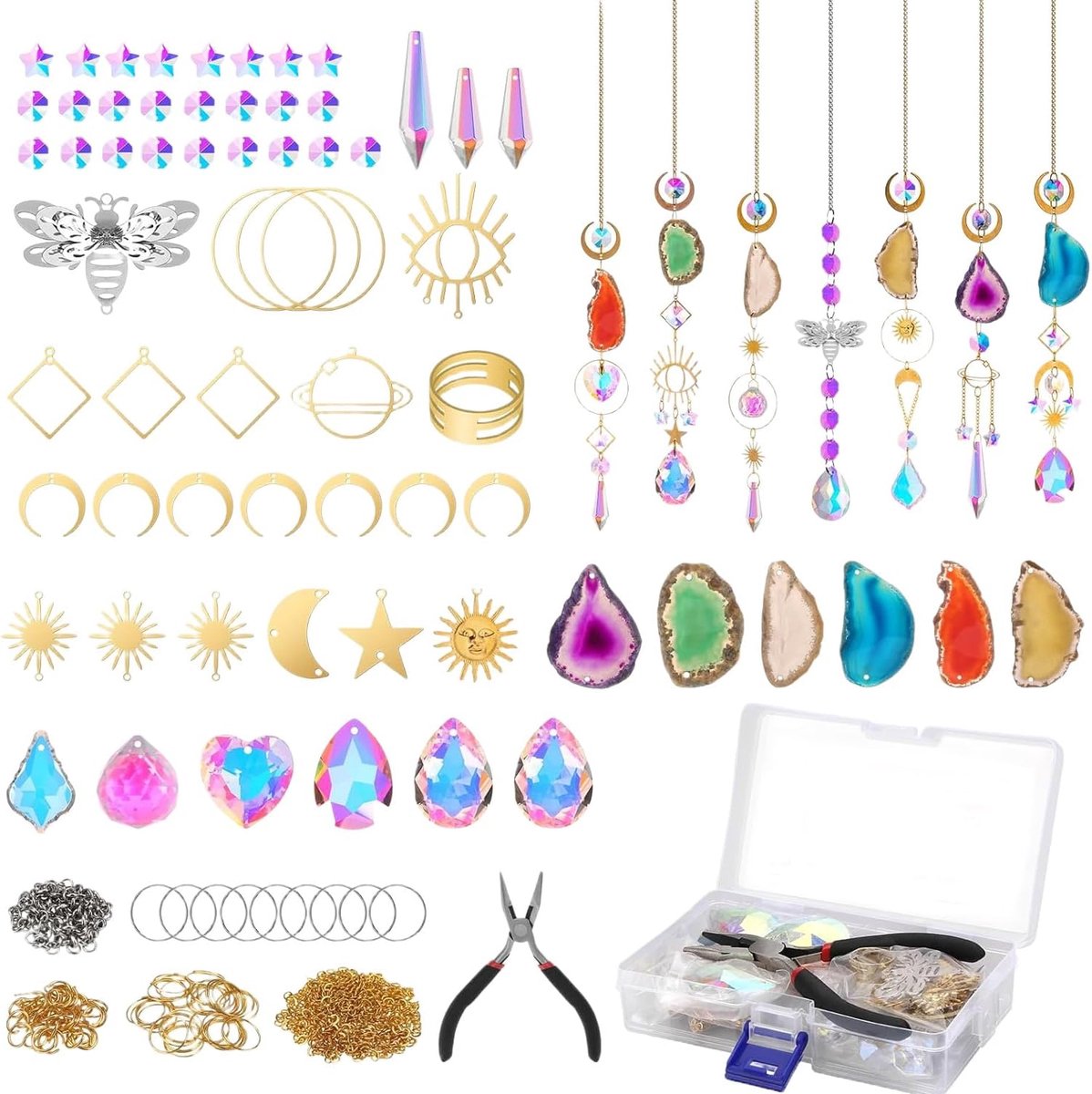 SnelShoppen - DIY Suncatchers Kit voor Volwassenen, Crystal Sun Catchers Maken met Agate Slices, 168 Delige Creatieve Set voor Binnen, Tuin en Feestde