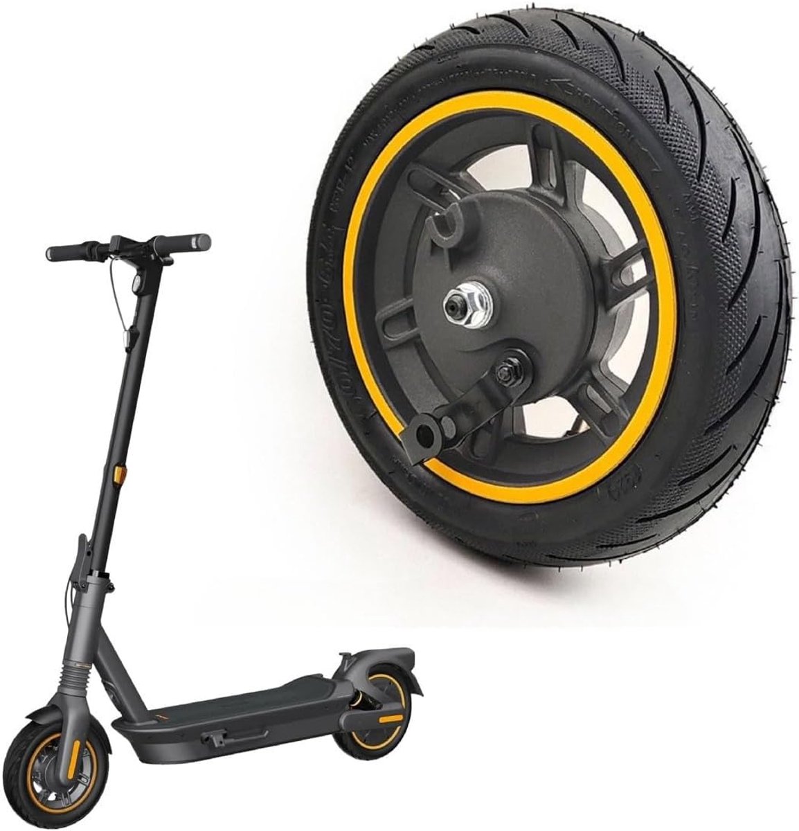 SnelShoppen - E-Scooter Voorwiel 10 Inch voor Elektrische Scooter - Vervangingswiel met Rem, Schokabsorberend en Antislip Profiel - Geschikt voor MAX