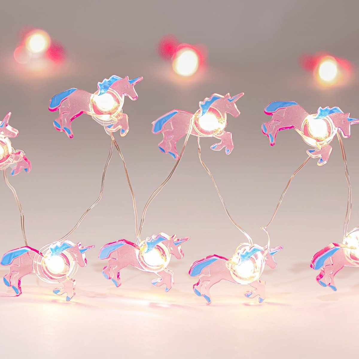 SnelShoppen - Unicorn String Lights 2 Meter 20 LED Koper Draad Lampen, Roze Sprookjesachtige Verlichting voor Meisjeskamer, Feesten en Buitenruimte