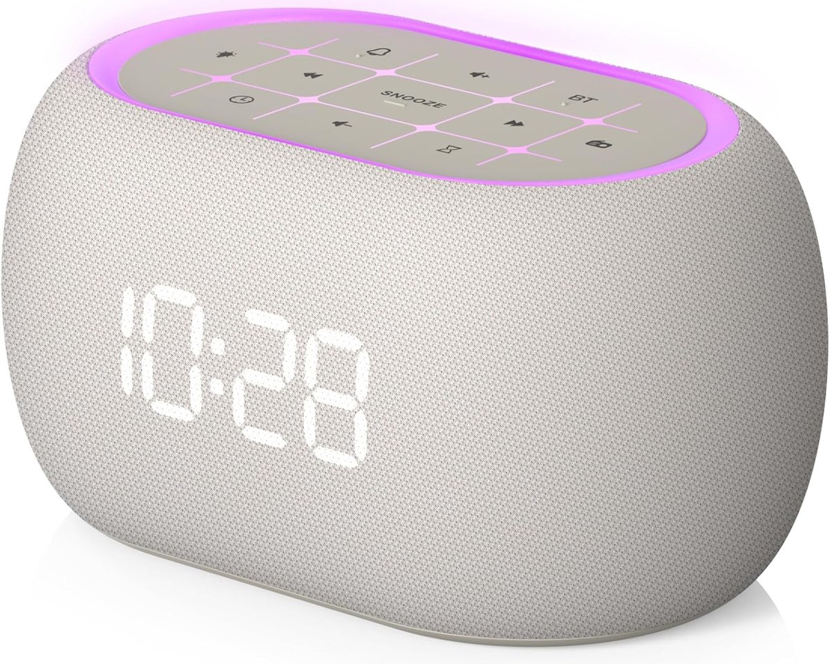 SnelShoppen - 4-in-1 Digitale Alarmklok Radio met Bluetooth Speaker, FM Radio, 7-Kleur Nachtlicht, Dimbare LED Scherm en 8 Alarmgeluiden