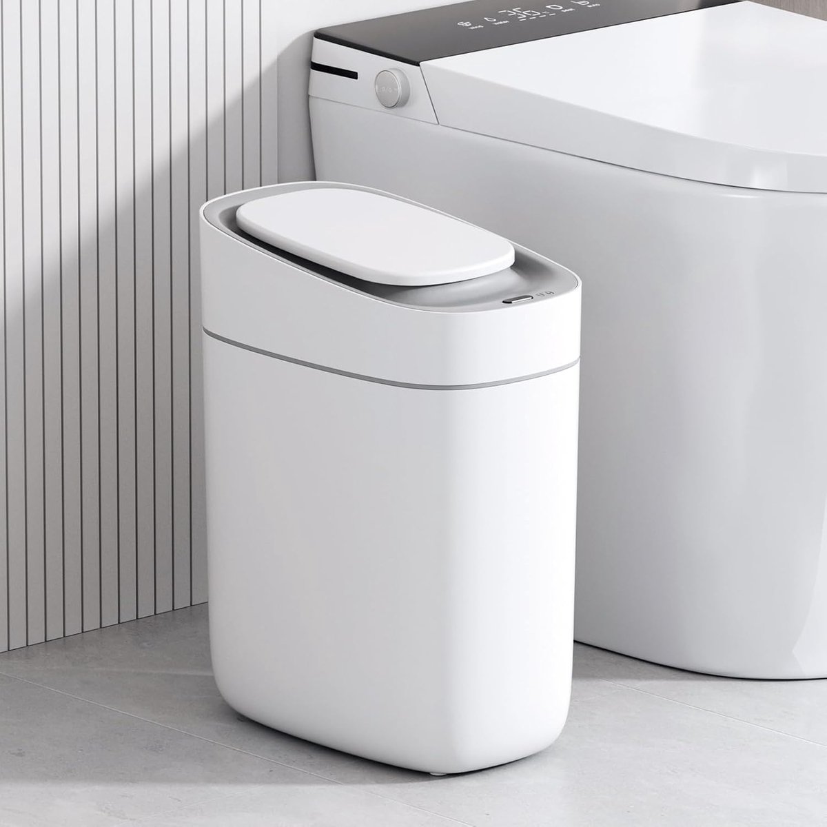 SnelShoppen - Automatische Sensor Prullenbak voor Badkamer en Keuken - Compact en Ruimtebesparend - Wit - Ideaal voor Smalle Ruimtes