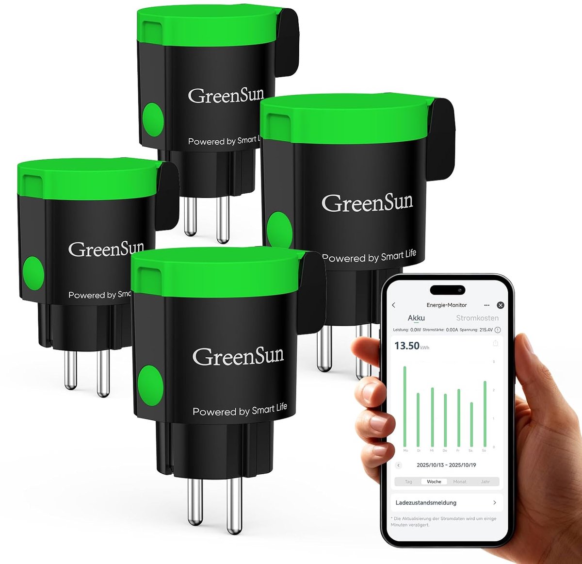 SnelShoppen - GreenSun Outdoor Timer Klok, Slimme WiFi Socket voor Buiten, App Besturing, Spraakcontrole met Alexa, 4 Stuks, Smart Home, Tuin, Camping