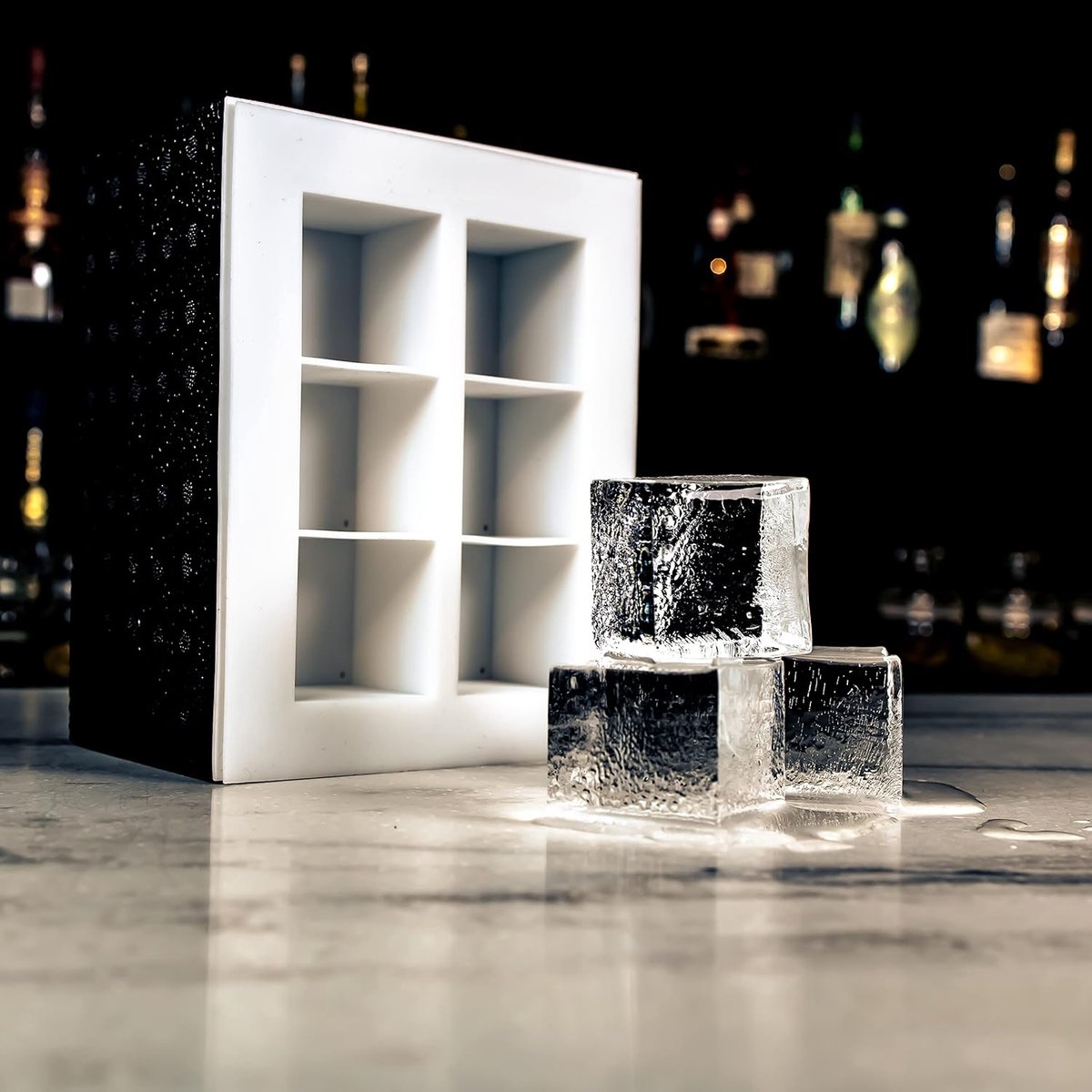 SnelShoppen - Clear Ice Box Big Cubes - IJsemmer met Tray voor 6 Grote Helder IJsklontjes 5x5 cm - Kristalhelder - Langzaam Smeltend - Ideaal voor Coc