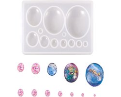 SnelShoppen - Cabochon Gemstone Resin Silicone Mold voor DIY Sieraden - 10 Cavity Oval Dome Mal voor Hangers, Armbanden, Kettingen en Oorbellen - Perf