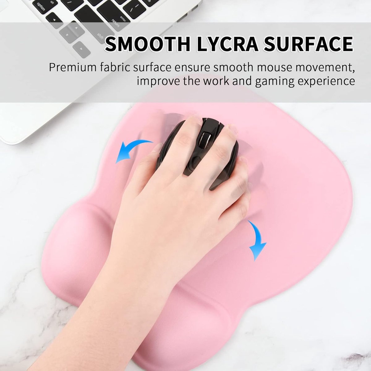 SnelShoppen - Ergonomische Gaming Mouse Pad met Gel Wrist Rest, Ultra Dun en Slijtvast, Antislip Onderkant, Roze, Ideaal voor Thuis en Kantoor, Access