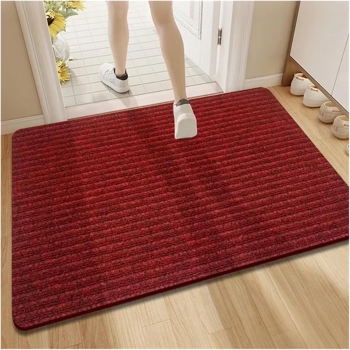 KZQ Deurmat - Extra lange en ultradunne mat met waterdichte en antislip onderkant - Zeer absorberend, geschikt voor binnen- en buitengebruik - Ideaal voor keukens, entrees en gangen - 80x120 cm - Zwart en rood