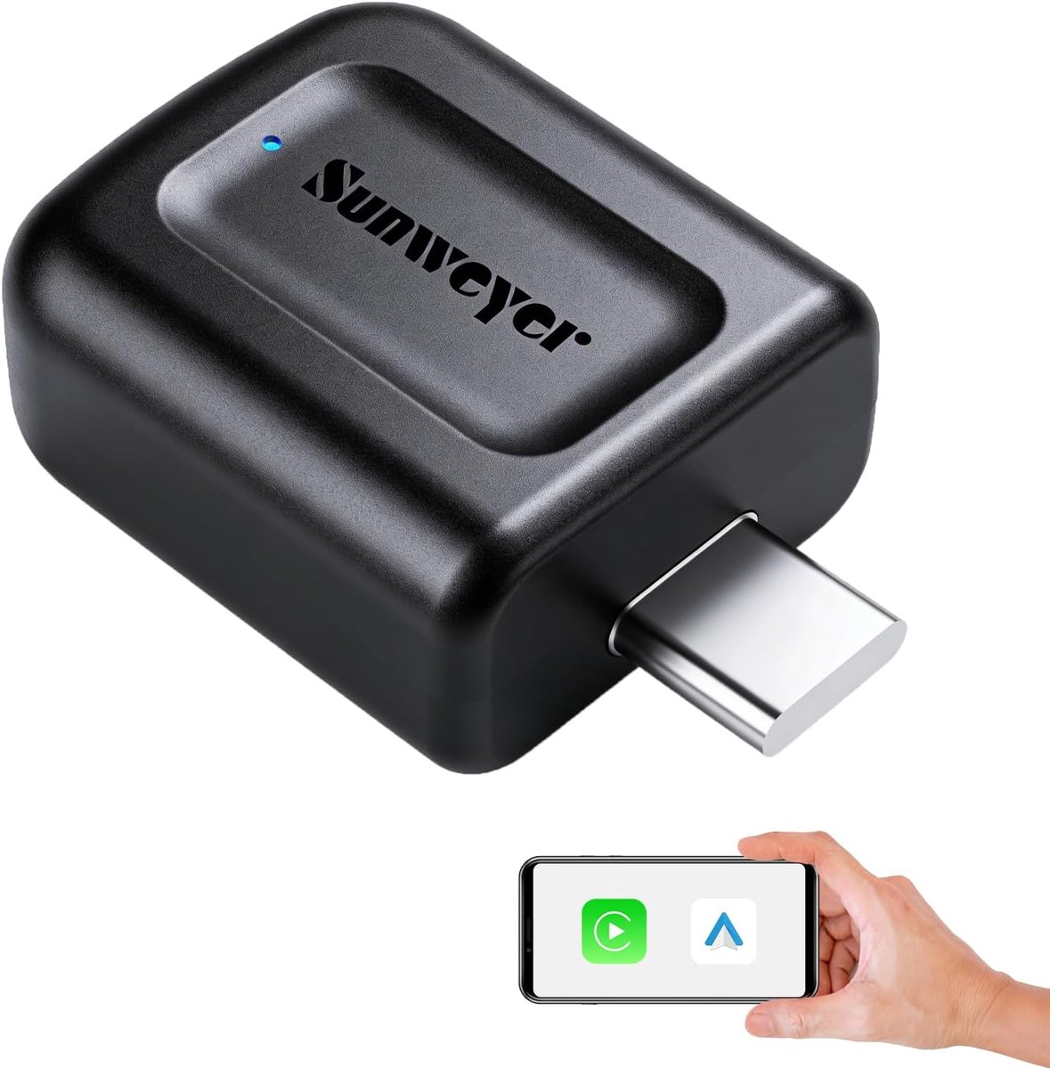 SnelShoppen - 2-in-1 Wireless CarPlay & Android Auto Dongle - Auto Connect Box - Type-C Adapter voor iPhone en Android - Wi-Fi Streaming - Plug & Play
