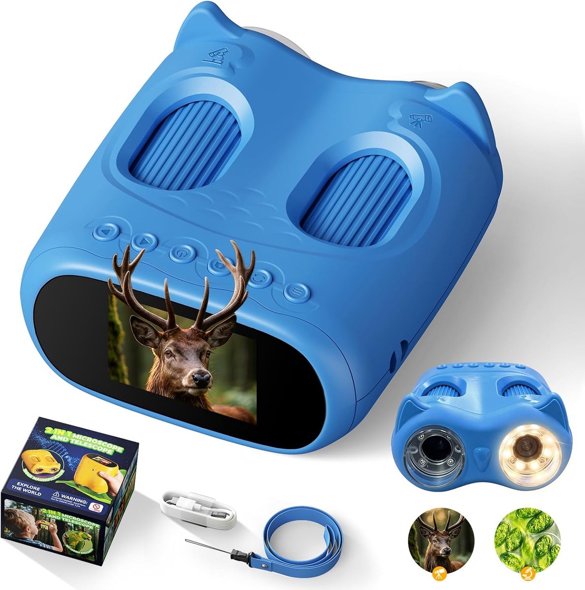 SnelShoppen - 2-in-1 Digital Microscoop & Telescoop voor Kinderen 3-12 Jaar, 1000x Handheld Microscoop met 1080P Foto/Video, Educatief STEM Speelgoed