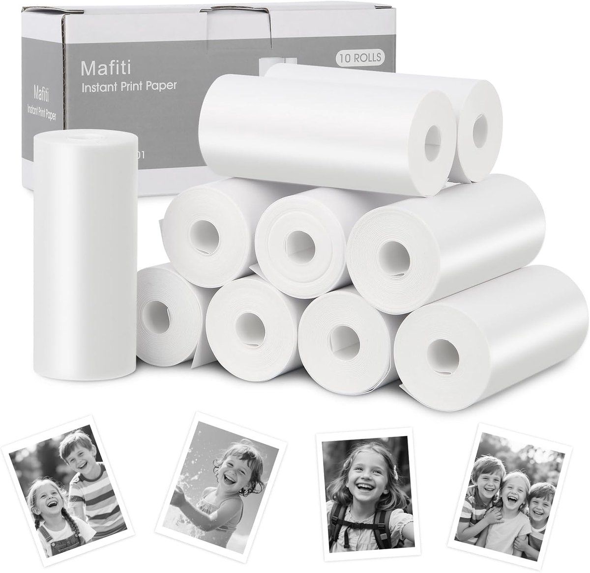 SnelShoppen - 10 Rollen Instant Camera Refill Afdrukpapier - 57x25 mm Thermisch Papier - Geschikt voor Kindercamera's - BPA Vrij Foto Papier voor Fees