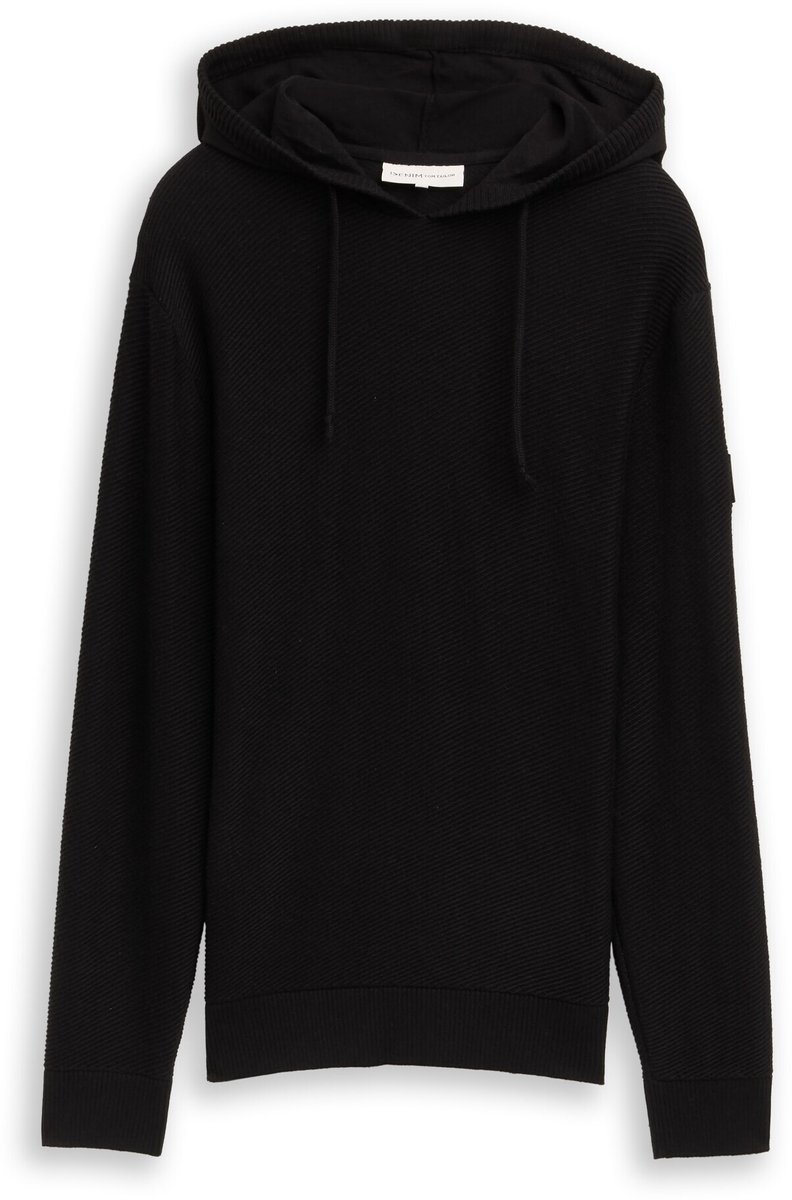 Tom Tailor Denim - Gebreide trui met capuchon - Maat XL - Black
