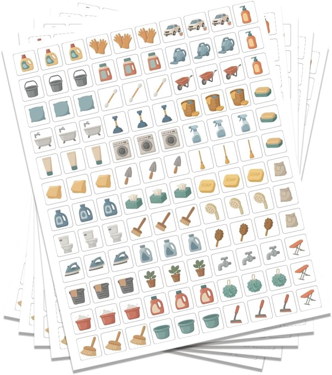 SnelShoppen - 600 Planner Stickers voor Huishoudelijke Klussen - Dagelijkse Planners Stickers - Decoratie en Scrapbooking - 1,5 x 1,5 cm - Ideaal voor