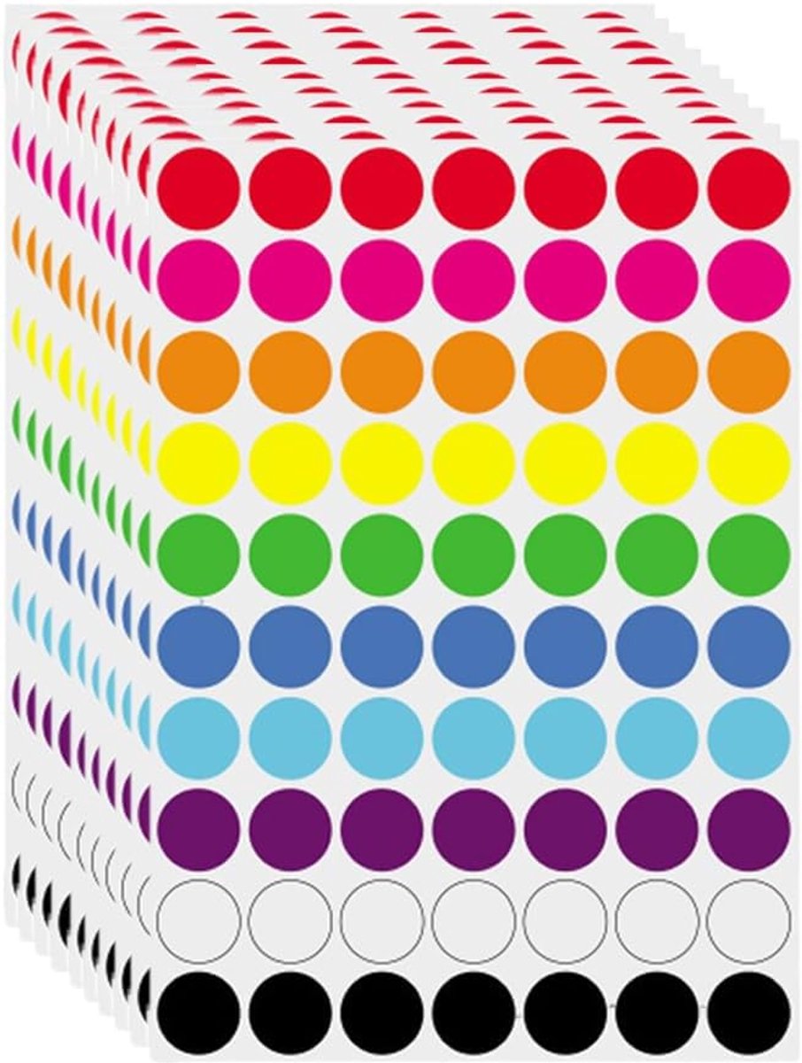 SnelShoppen - Set van 700 ronde zelfklevende stippen 30 mm - Kleurcoderen, planners, kalenders en knutselen - Papier - 10 kleuren voor elke gelegenhei