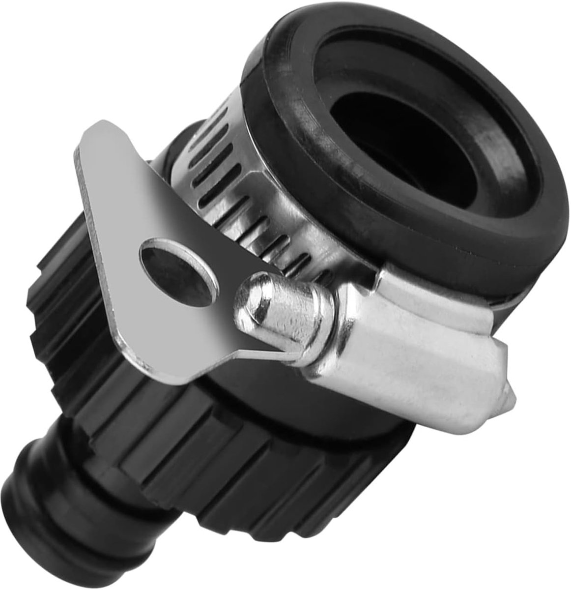 SnelShoppen - Tuinslang Kraanadapter - Slangconnector voor Tuin, Keuken, Auto - Hoogwaardige RVS met Rubber Grip - Zwart - Duurzaam en Recyclebaar