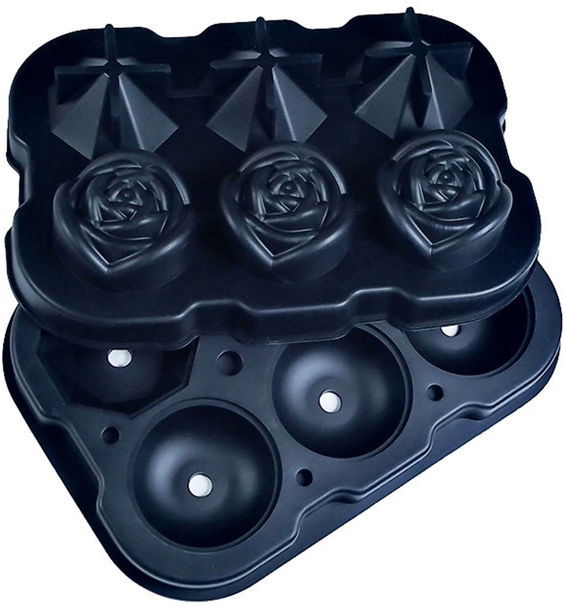 Creatieve Siliconen Ijsvormen Set - Rond Ijsbal - Diamant - Roos - Voedselveilig BPA-Vrij - Antiaanbak Flexibel Siliconen - Voor Whisky Cocktails Thuisbar