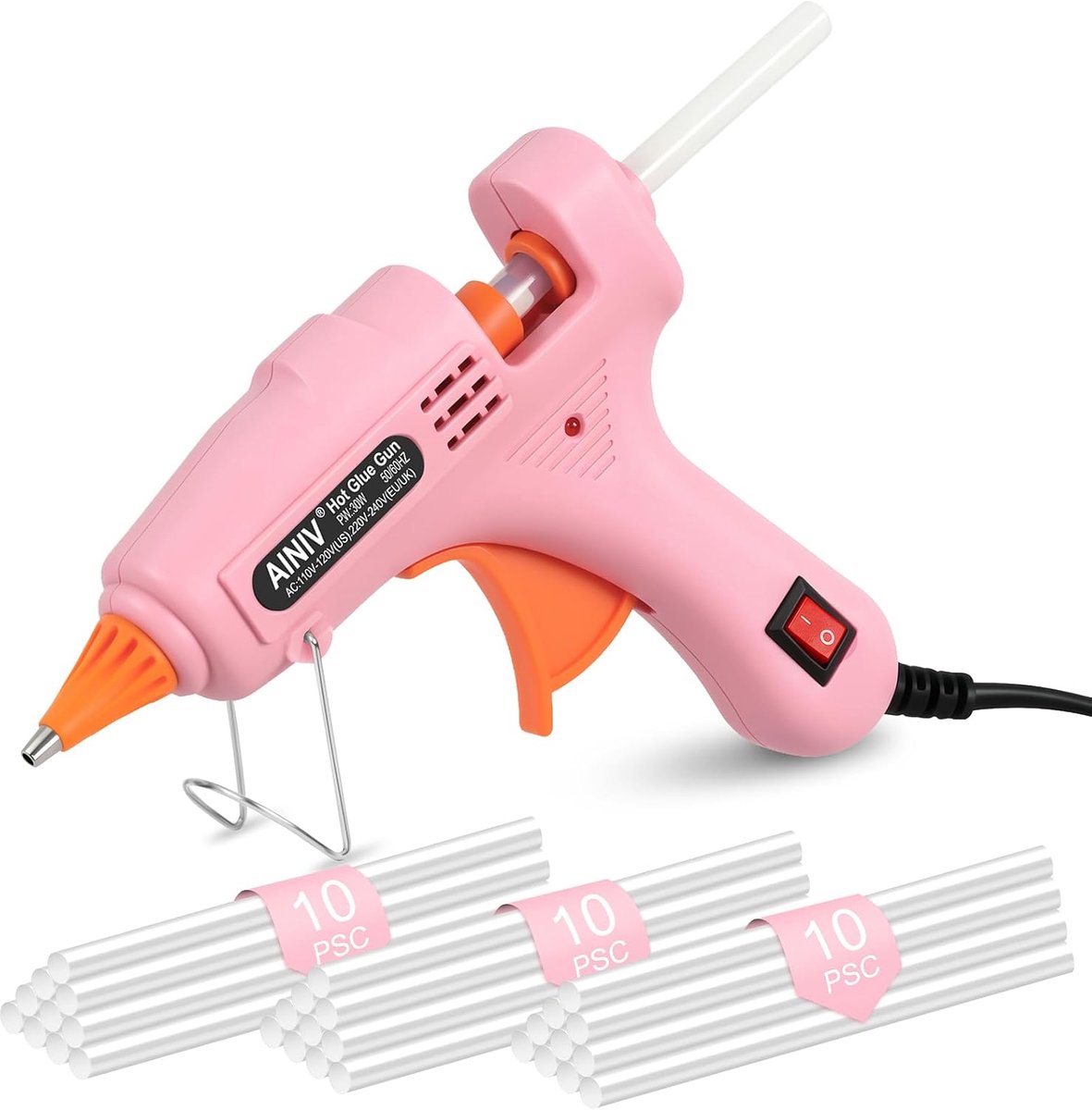 SnelShoppen - Mini Silicone Lijmpistool met 30 Lijmsticks (7mm x 150mm) - Lekdicht 30W voor DIY Projecten, Creatief Werk, Reparaties, Thuis, Kantoor,