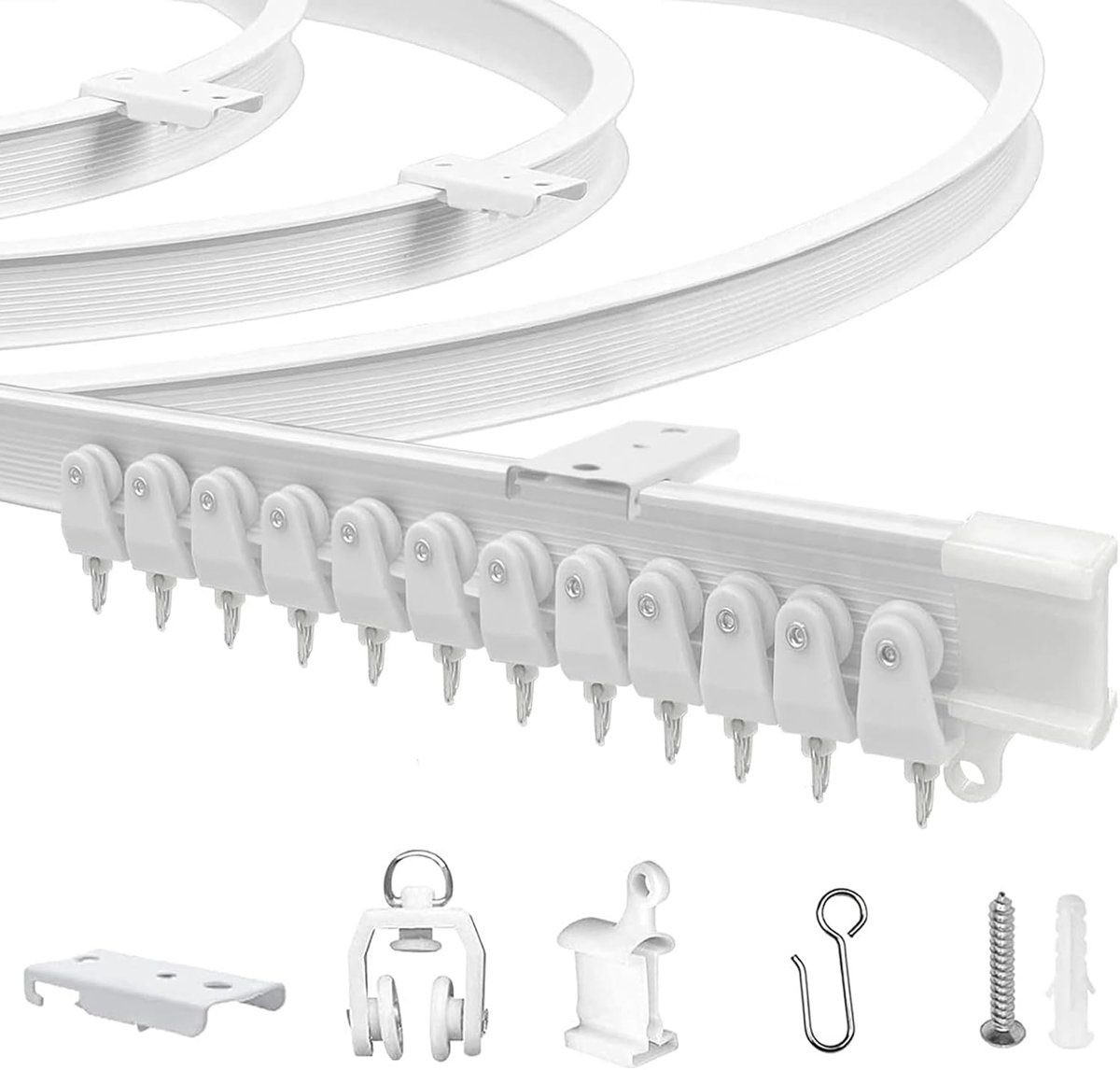 SnelShoppen - Flexibele Buigbare Plafond Gordijnrail 3m - PVC, Metaal, Kunststof & RVS - Witte Ceiling Mount voor Thuis, Kantoor, Feest & Tuin
