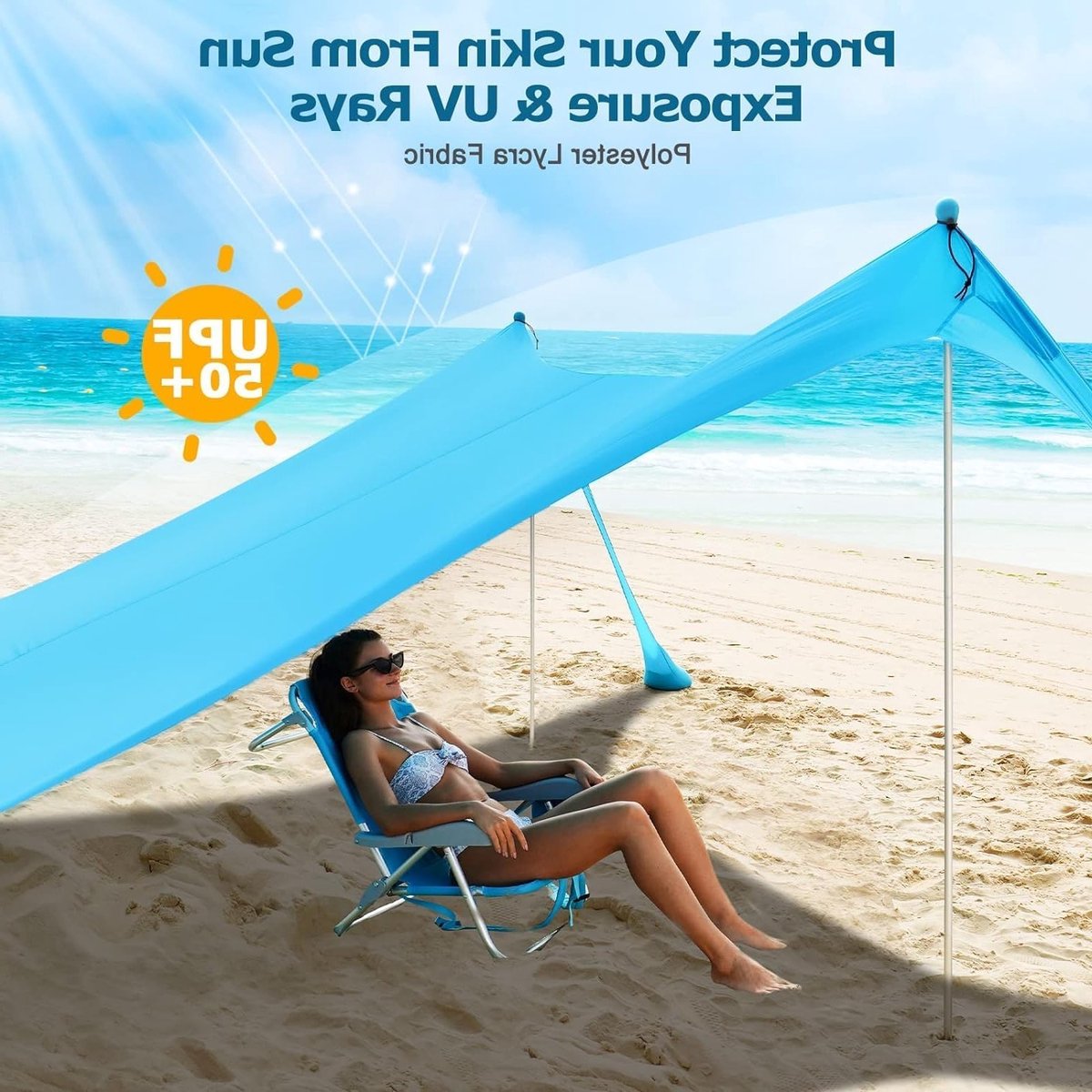 Draagbare Strandtent 3x3m - Eenvoudig Opzetten, UV-bescherming, Voor Familie en Vrienden - Ideaal voor Strand, Camping en Tuin